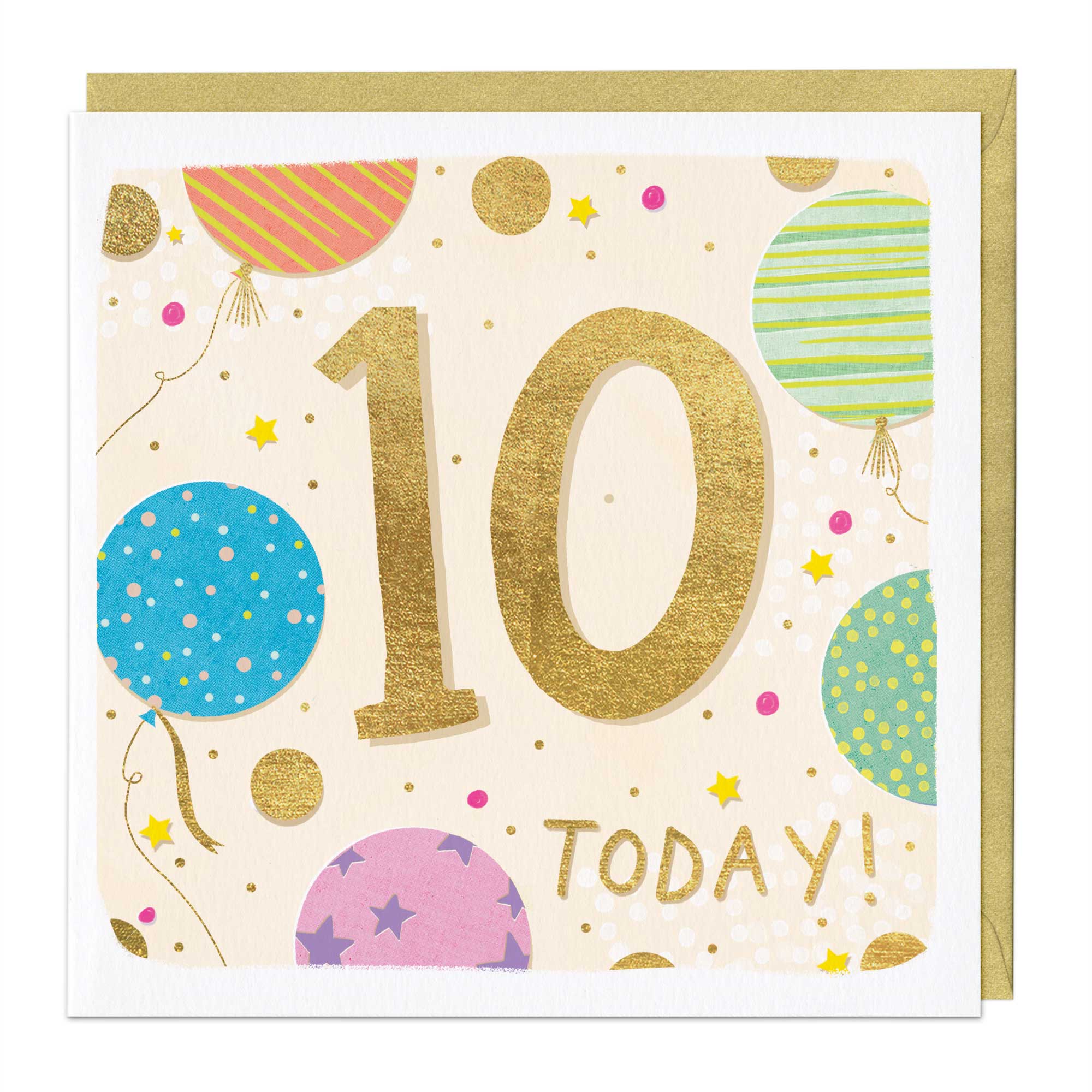 10th Balloon Birthday Card