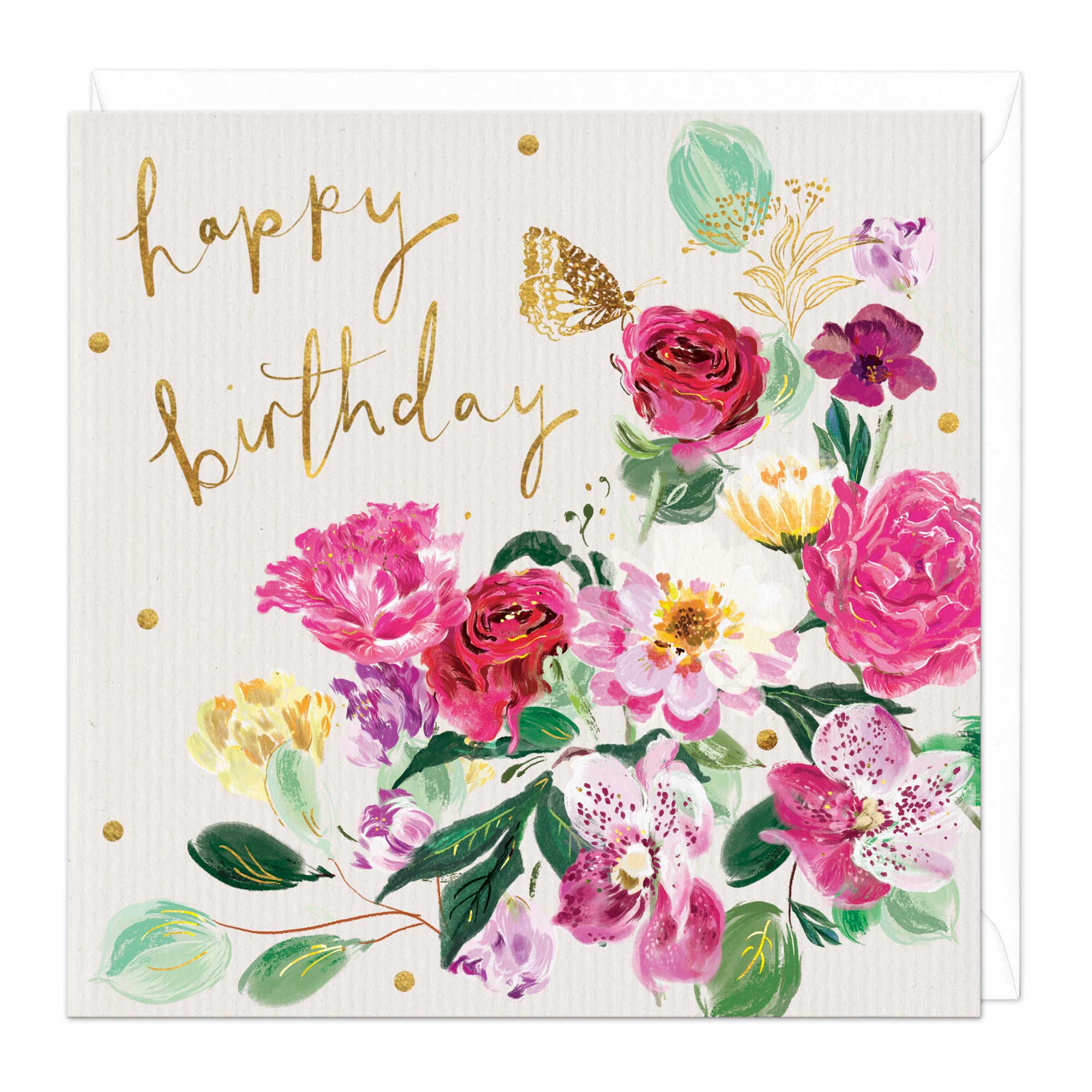 Vibrant Floral Cream Birthday Card