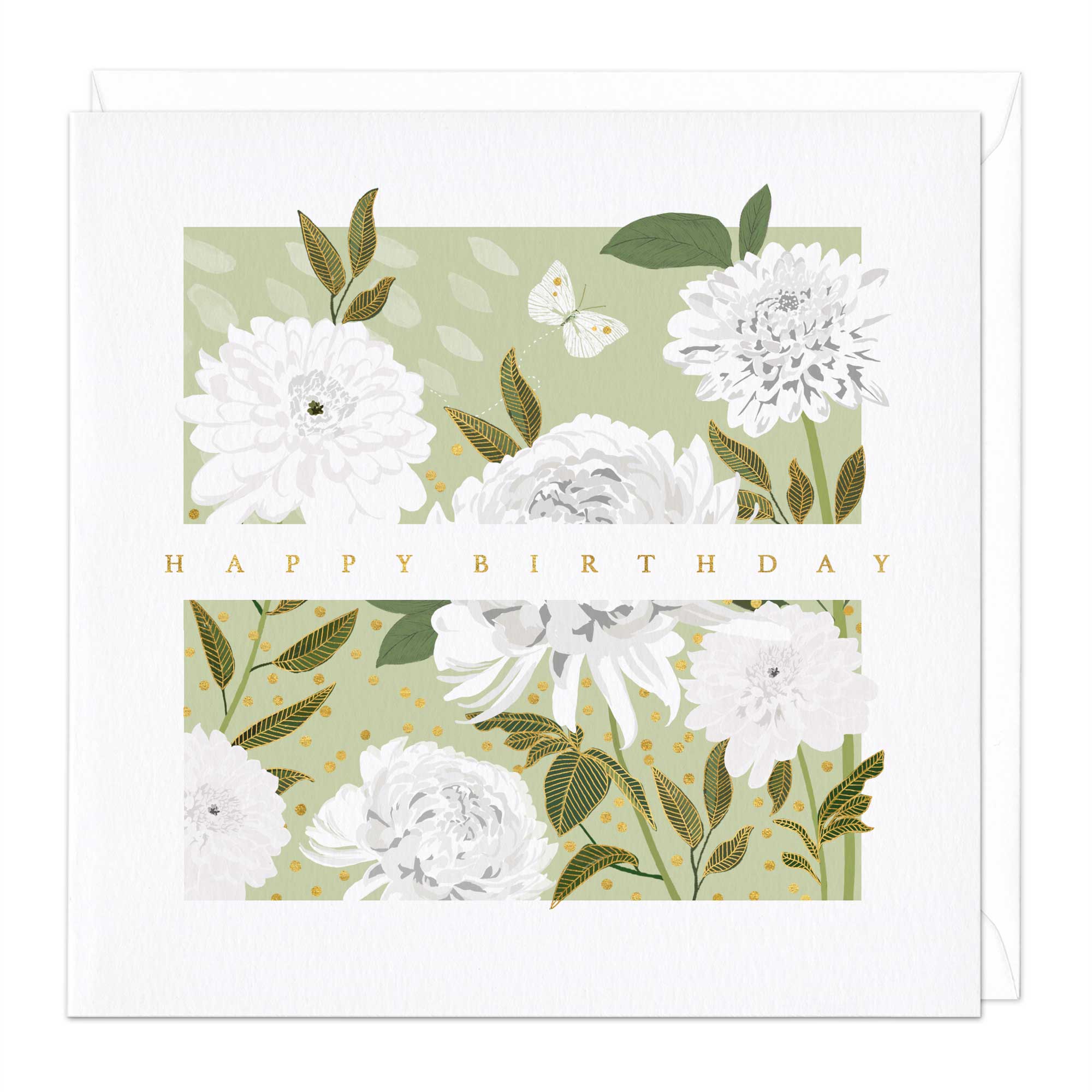 Dahlia Dreams & Golden Leaves Birthday Card