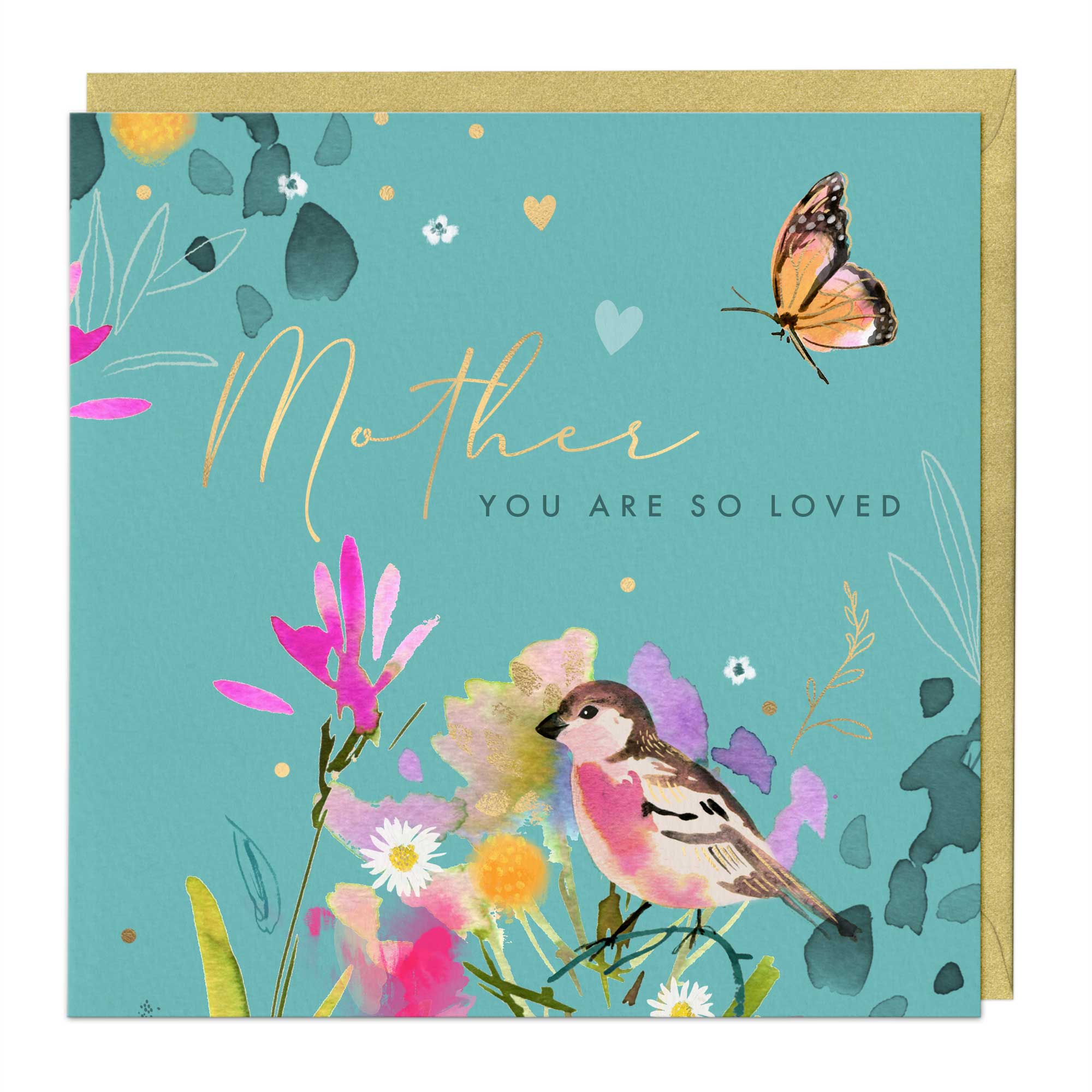 Mothers Day Aqua Floral Card