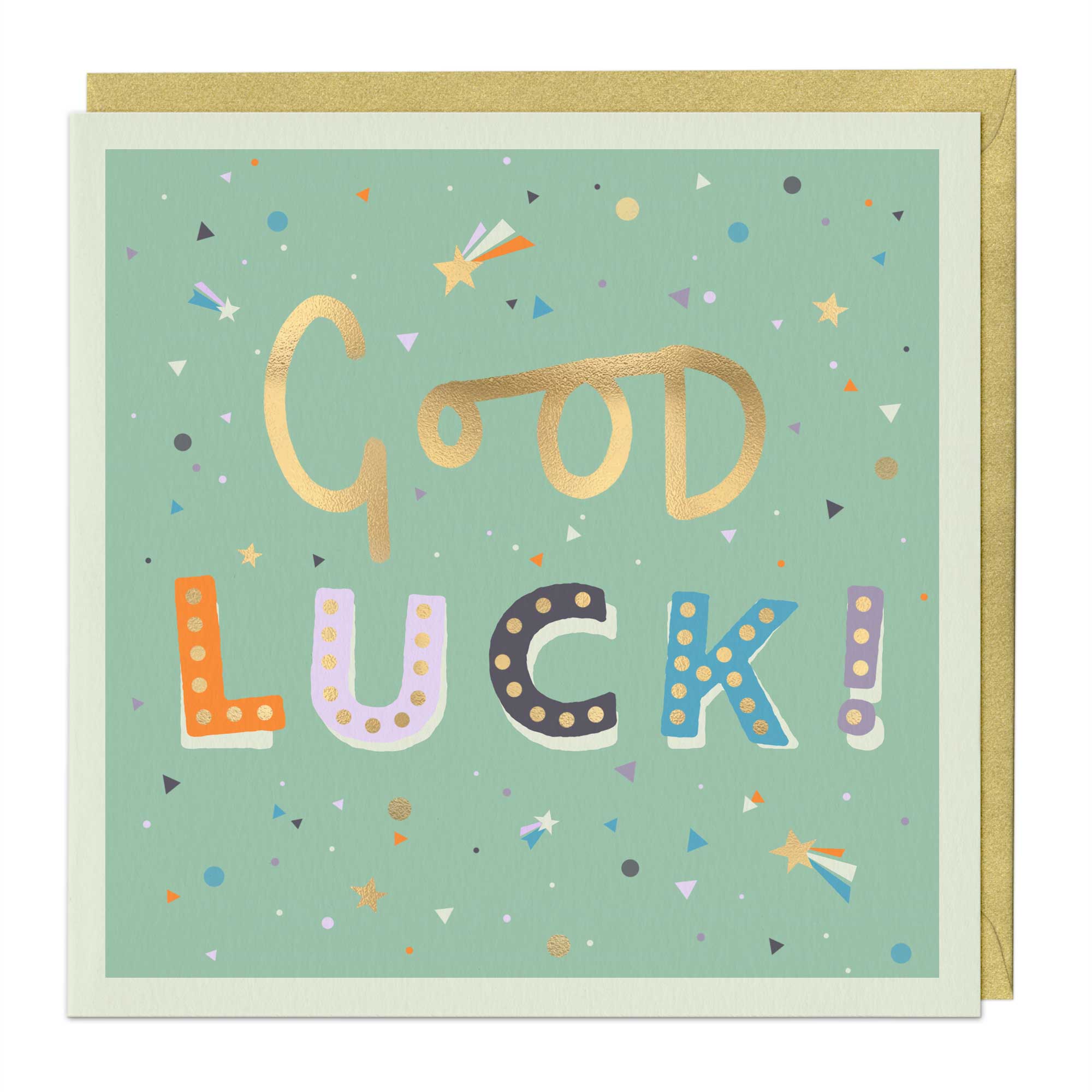 Golden Wishes Good Luck Card