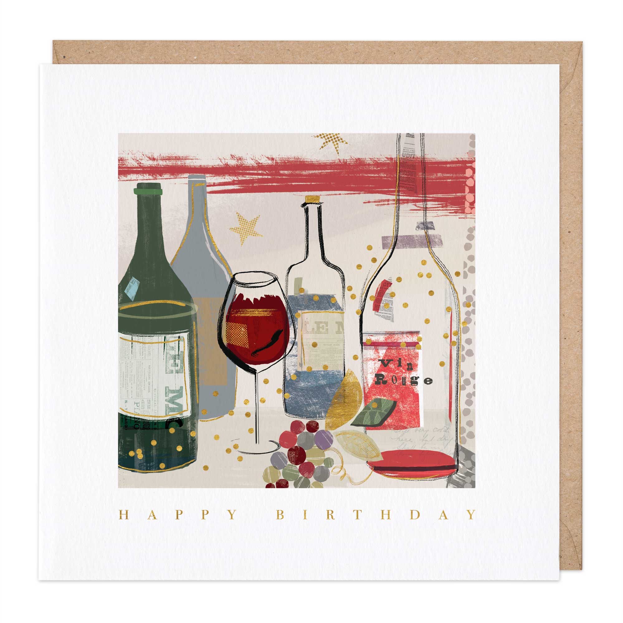 Patchwork Wine Birthday Card