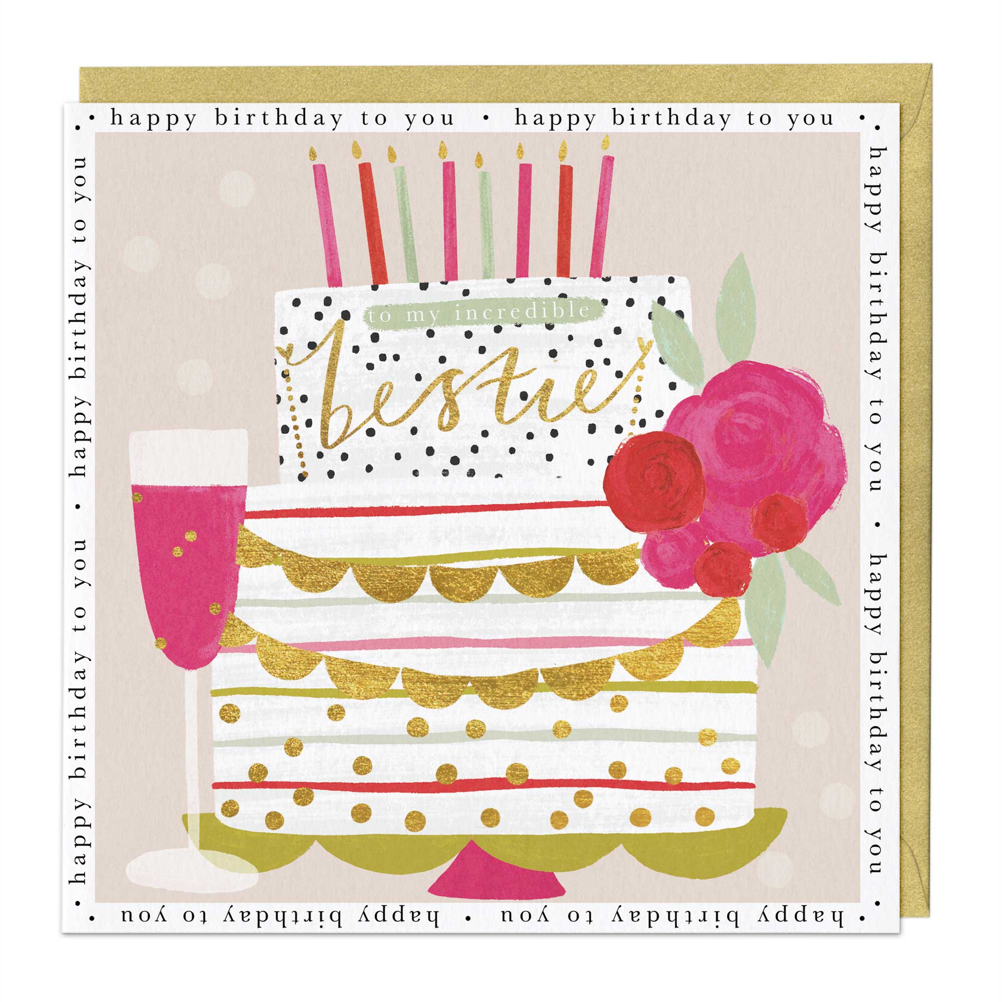Best Friend Bright Cake Birthday Card