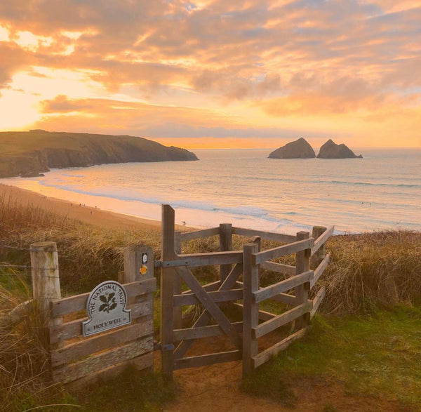 Sunset at Holywell bay