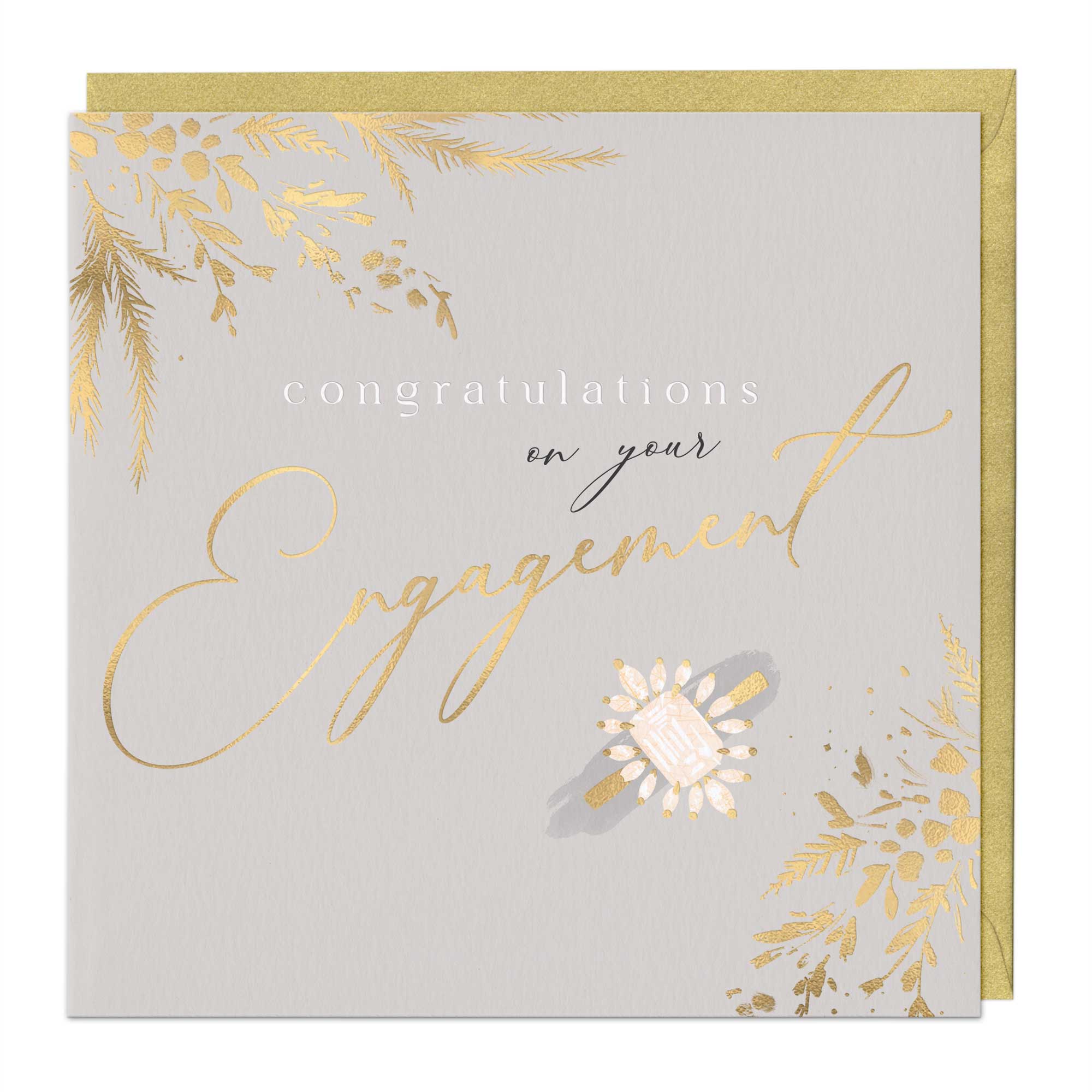Golden Wishes Engagement Luxury Card