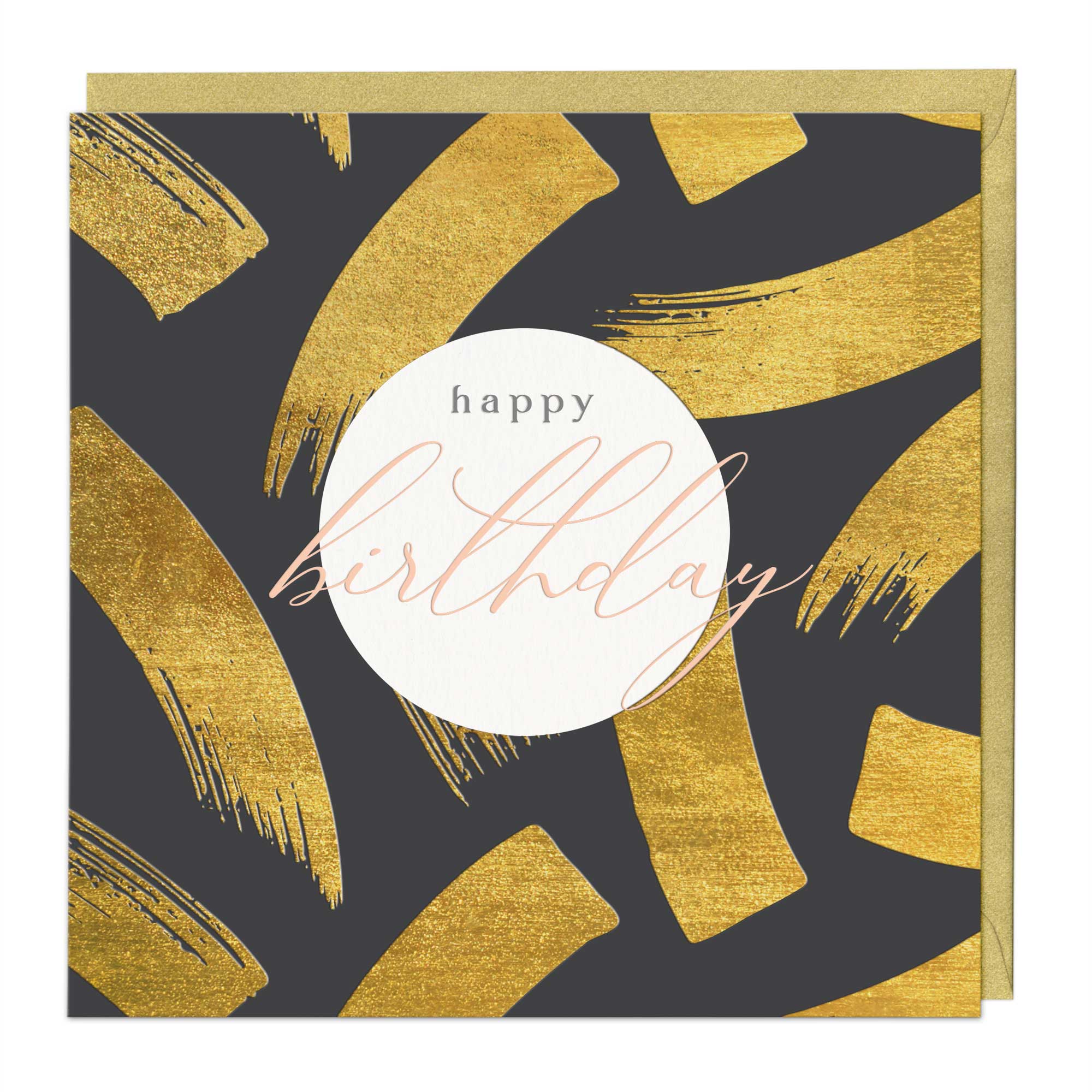 Golden Brushstrokes Birthday Luxury Card