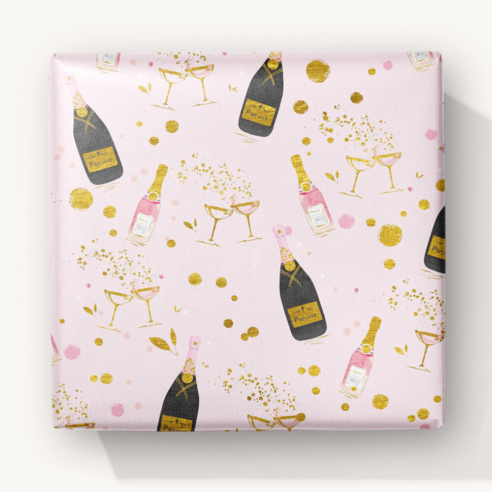 Prosecco All Around Foiled Wrapping Paper