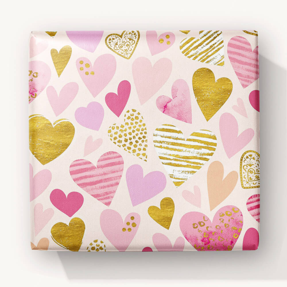 Blush Hearts Foiled Wrapping Paper