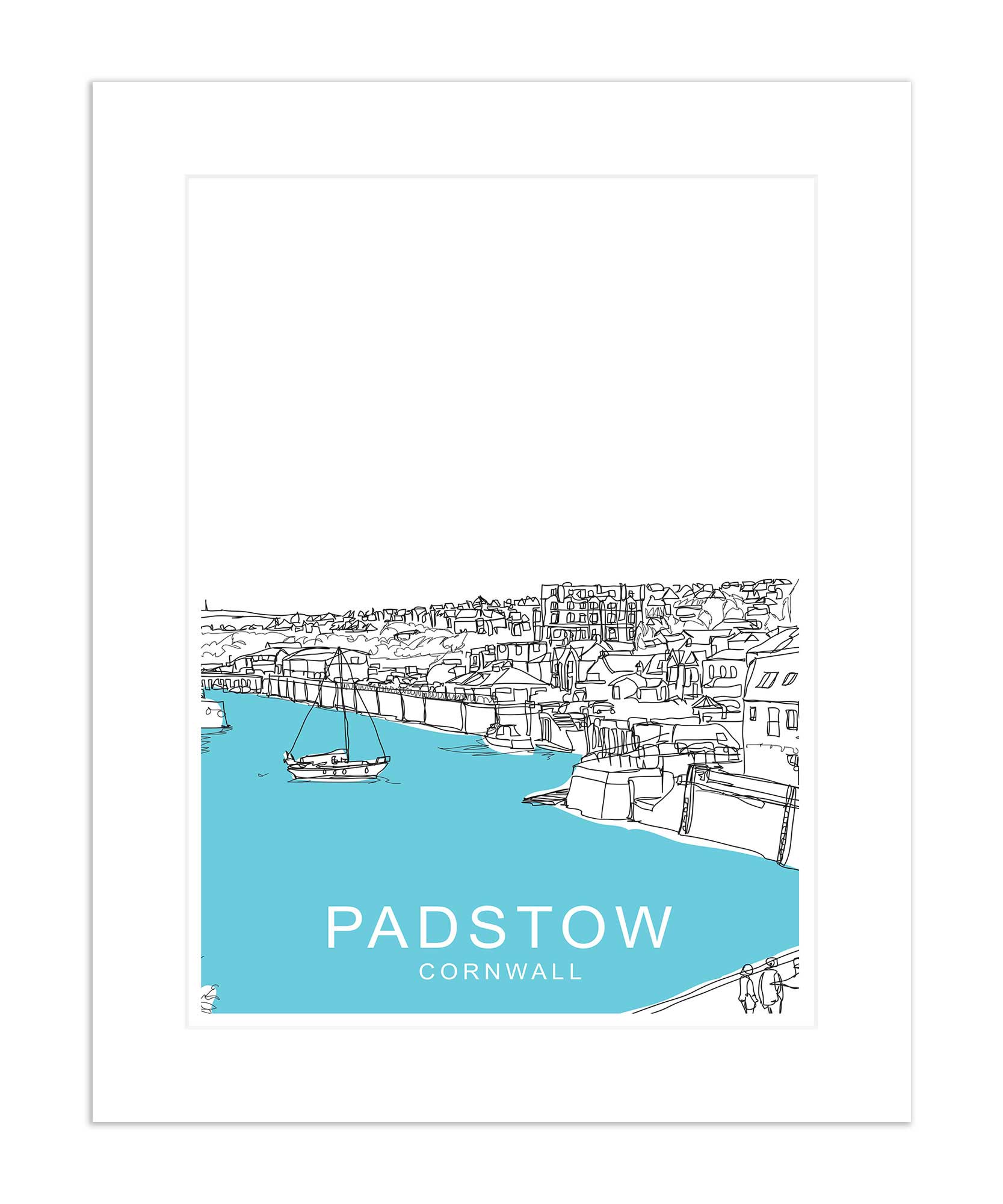 Over Padstow Art Travel Mounted Print