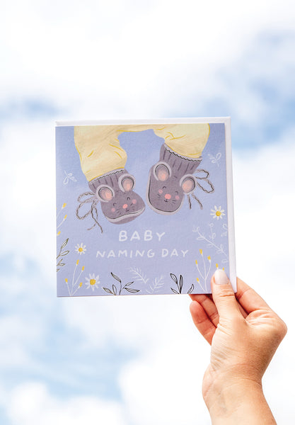 Baby feet cute naming day card