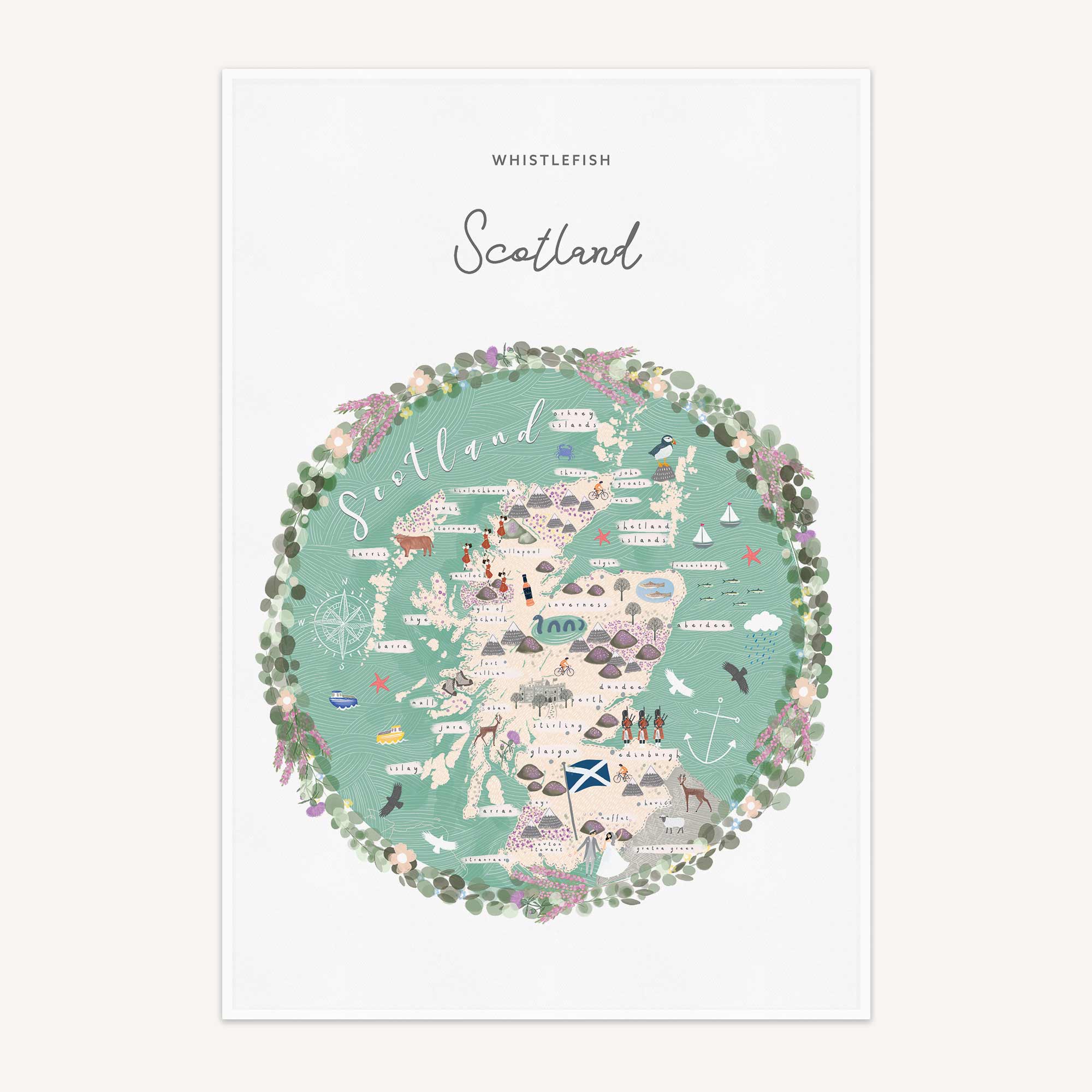 Scotland Map Tea Towel