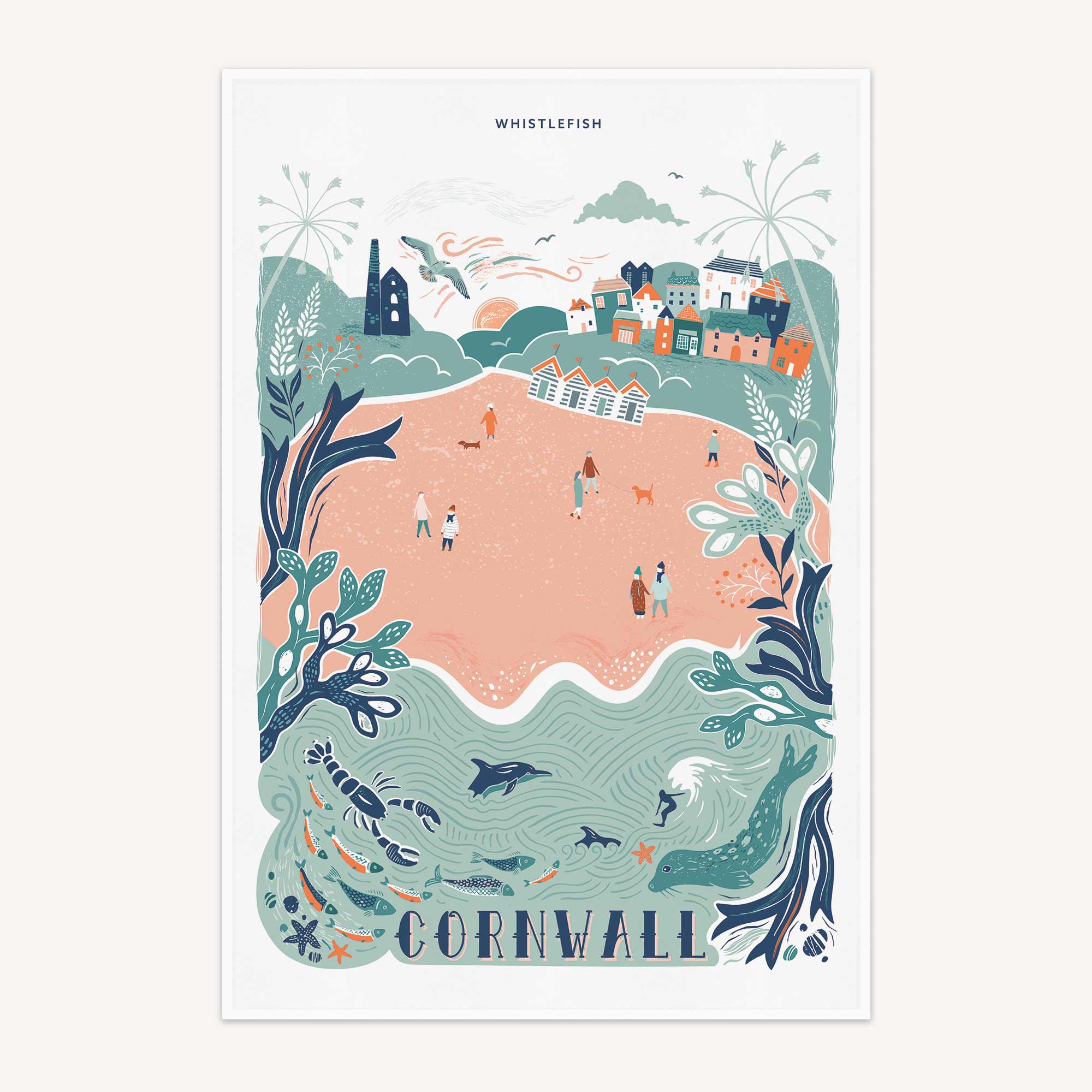 Cornwall Beach Tea Towel