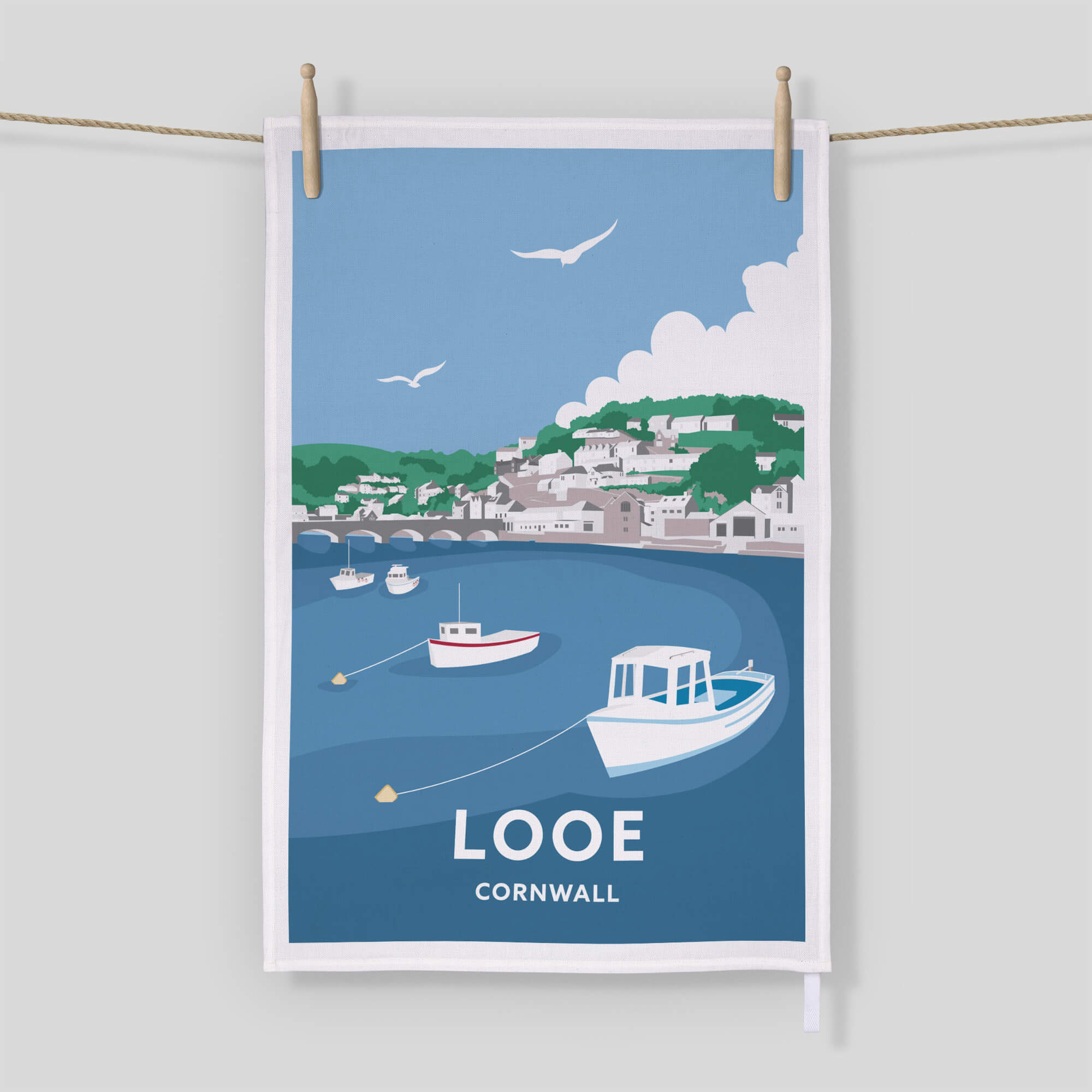 Looe Cornwall Tea Towel