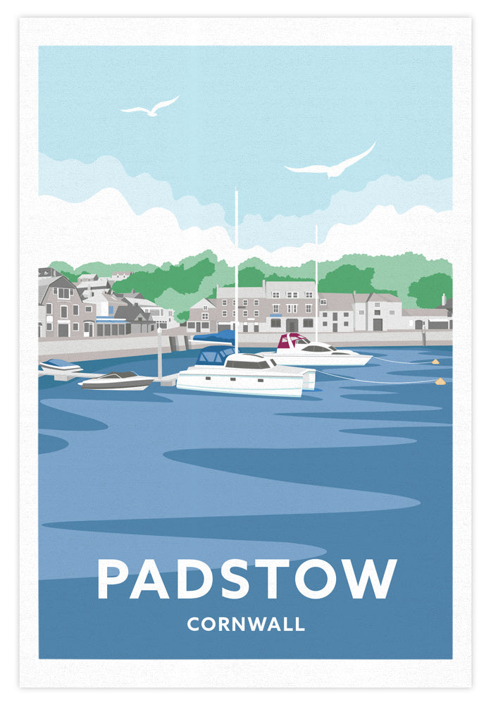 Padstow Harbour, Cornwall Tea Towel