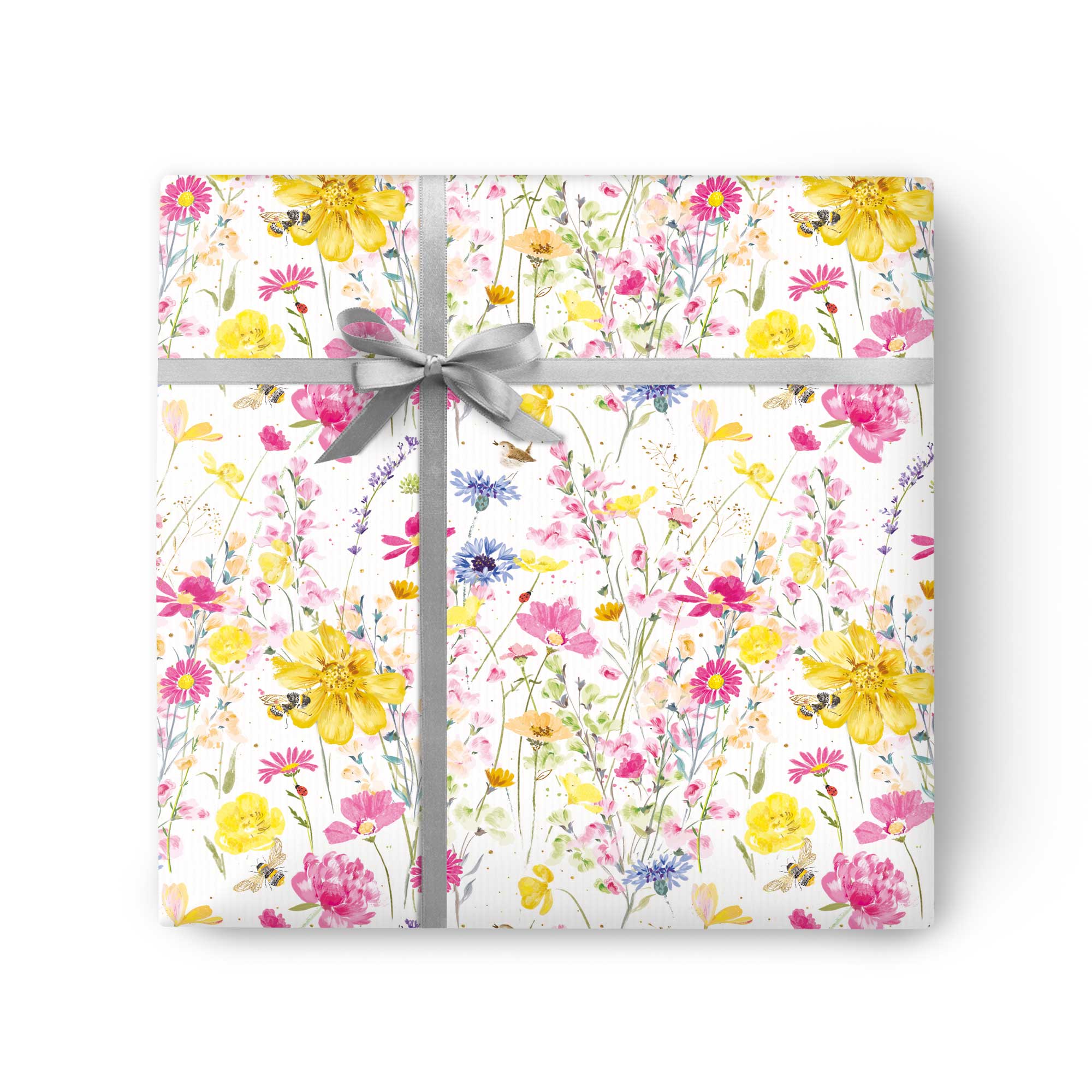 Spring Bees Yellow Wrapping Paper