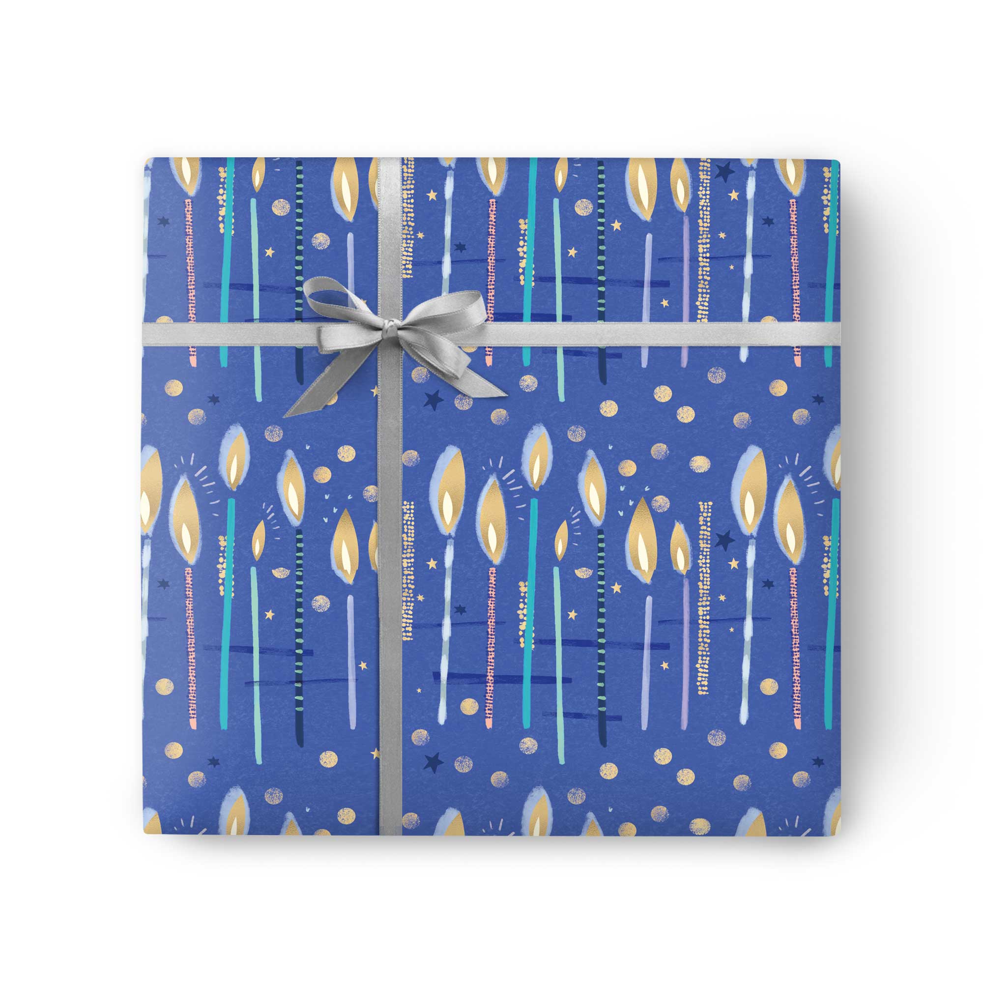 Blue Candles Wrapping Paper