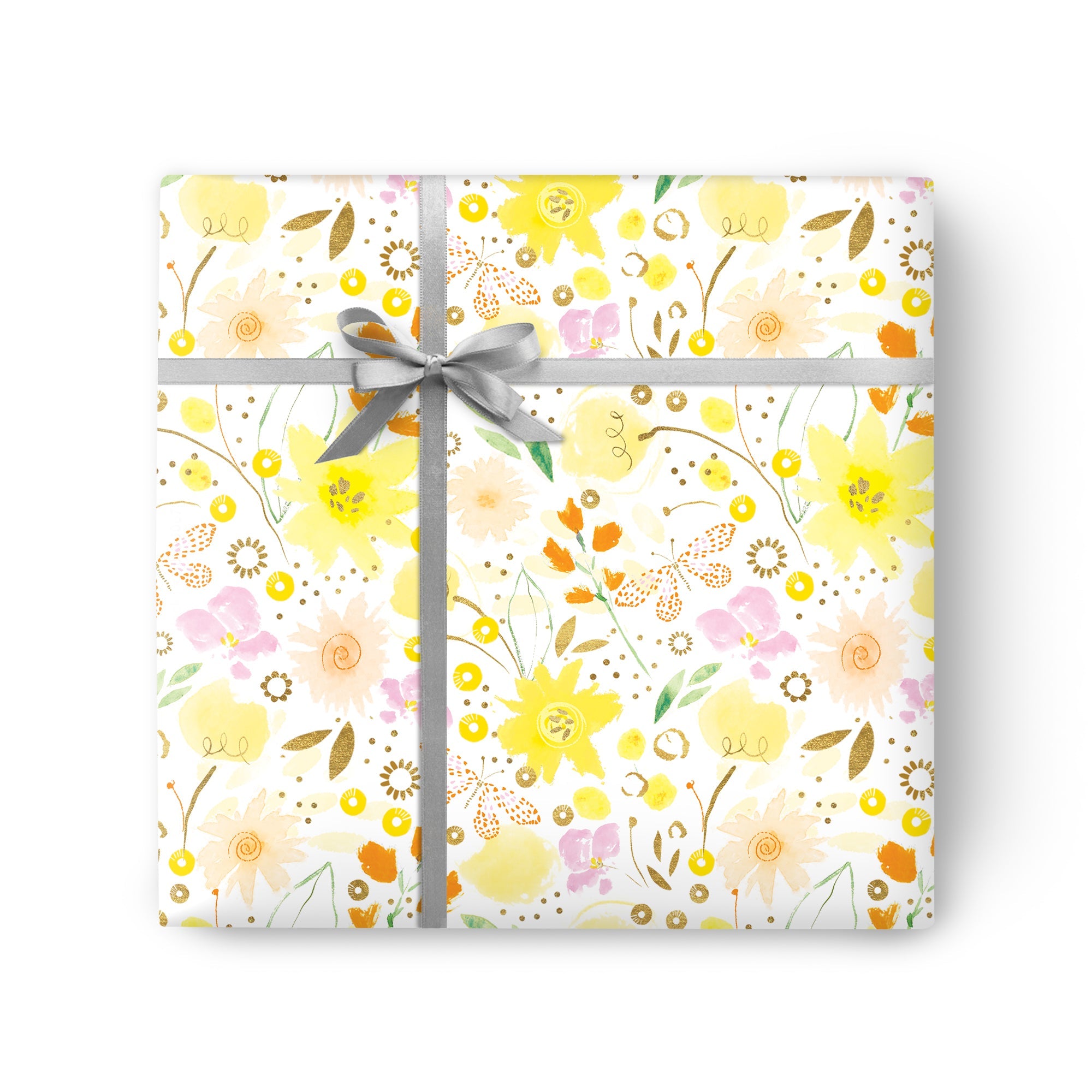 Mixed Floral Yellow Wrapping Paper