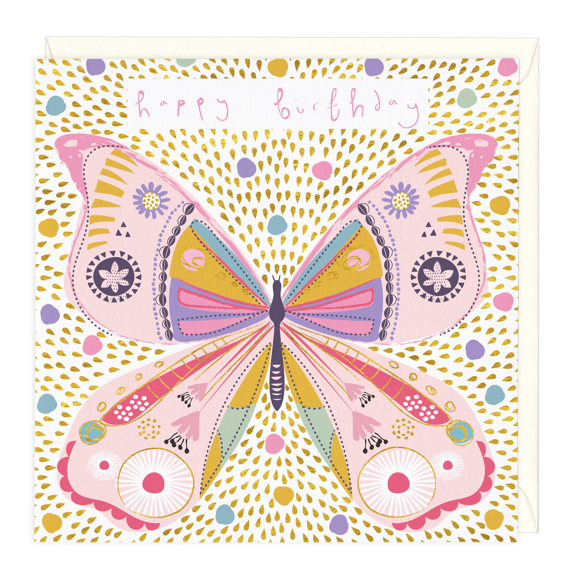 Golden Butterfly Birthday Card