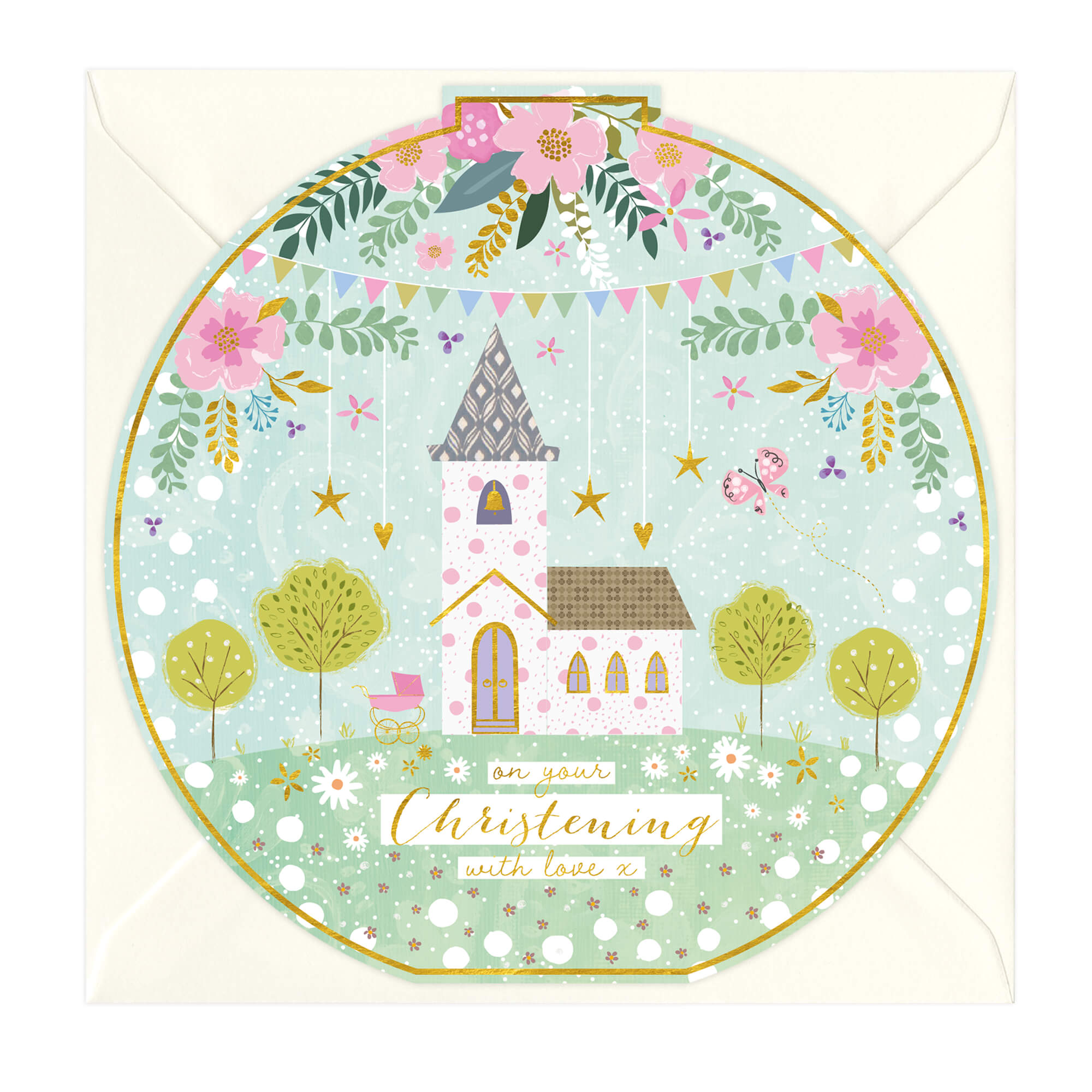 An image of With Love Round Christening Card Whistlefish