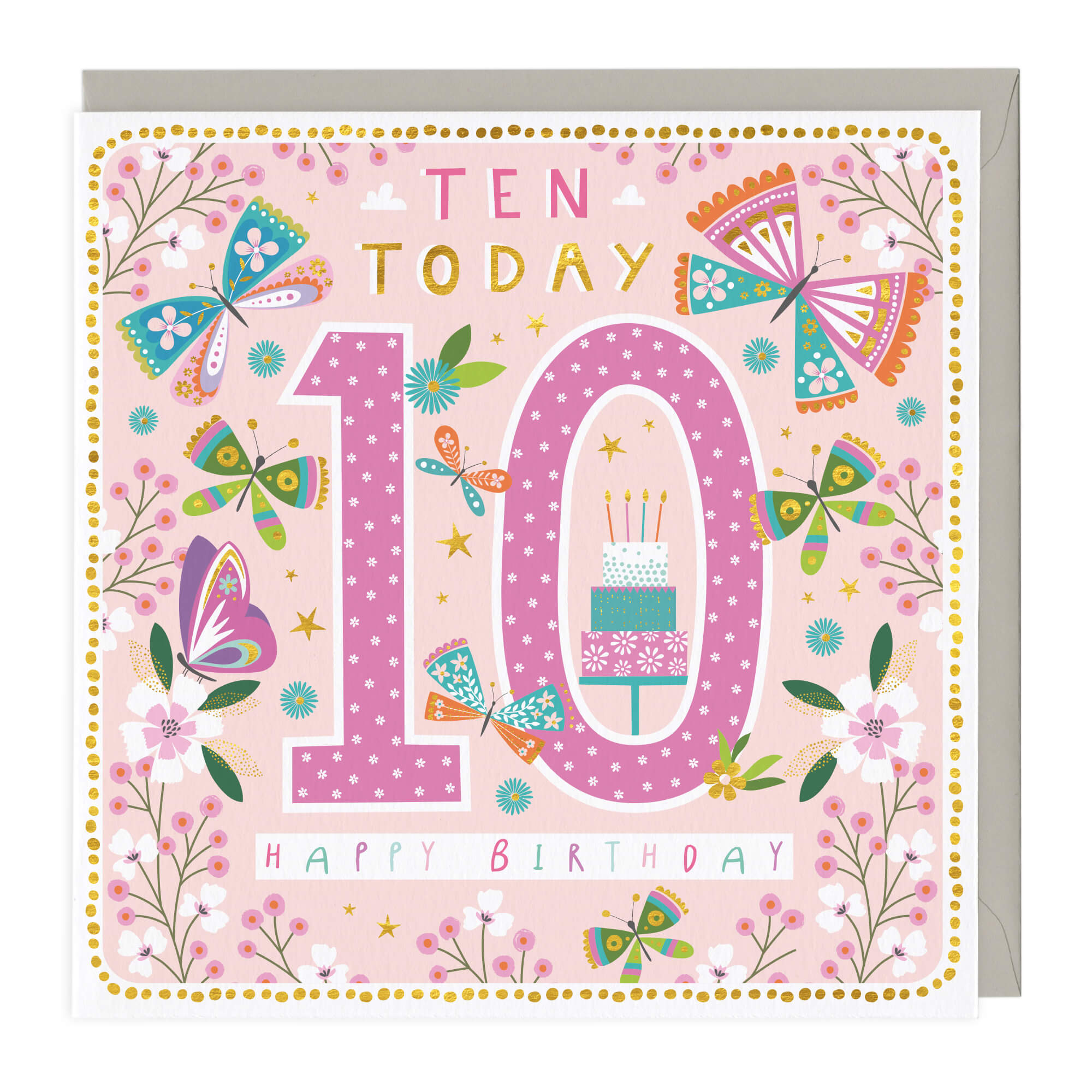 An image of 10 Today Butterflies Birthday Card Whistlefish