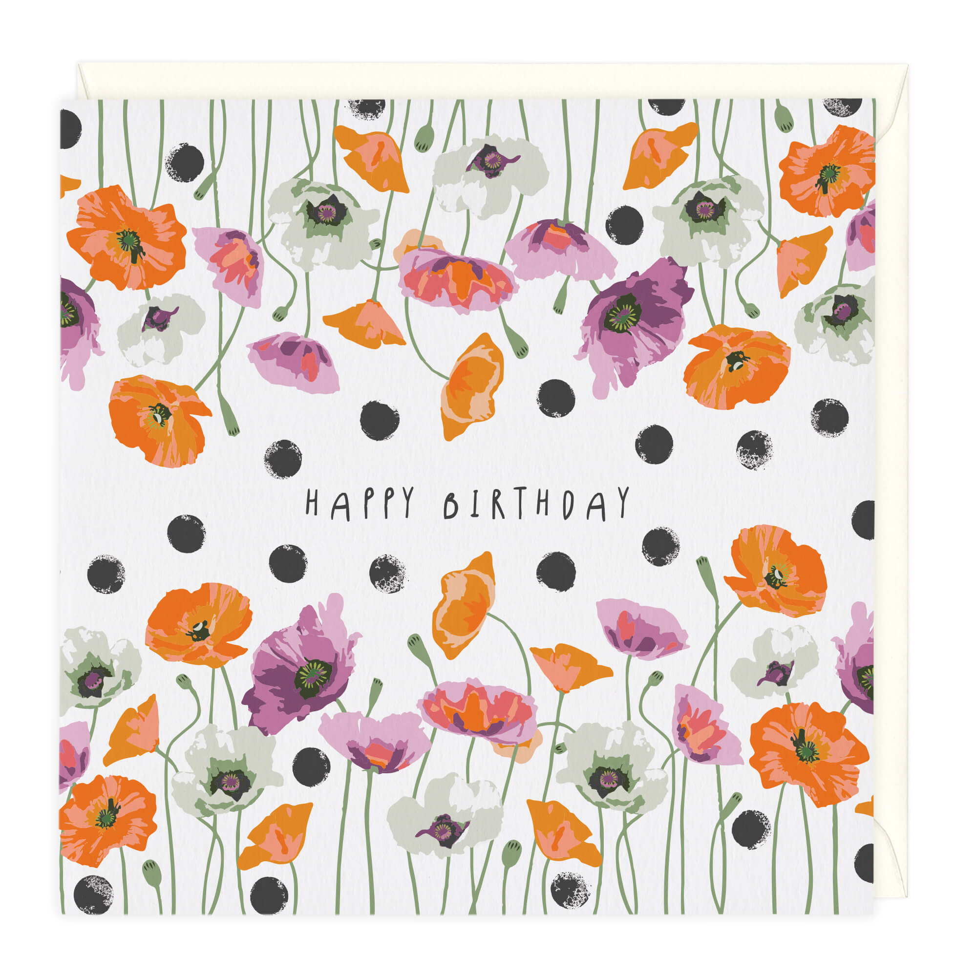 Orange and Purple Poppies Birthday Card