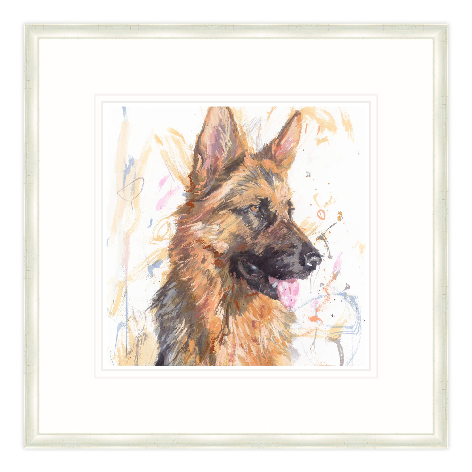 An image of German Shepherd on Neutral Framed Print Whistlefish