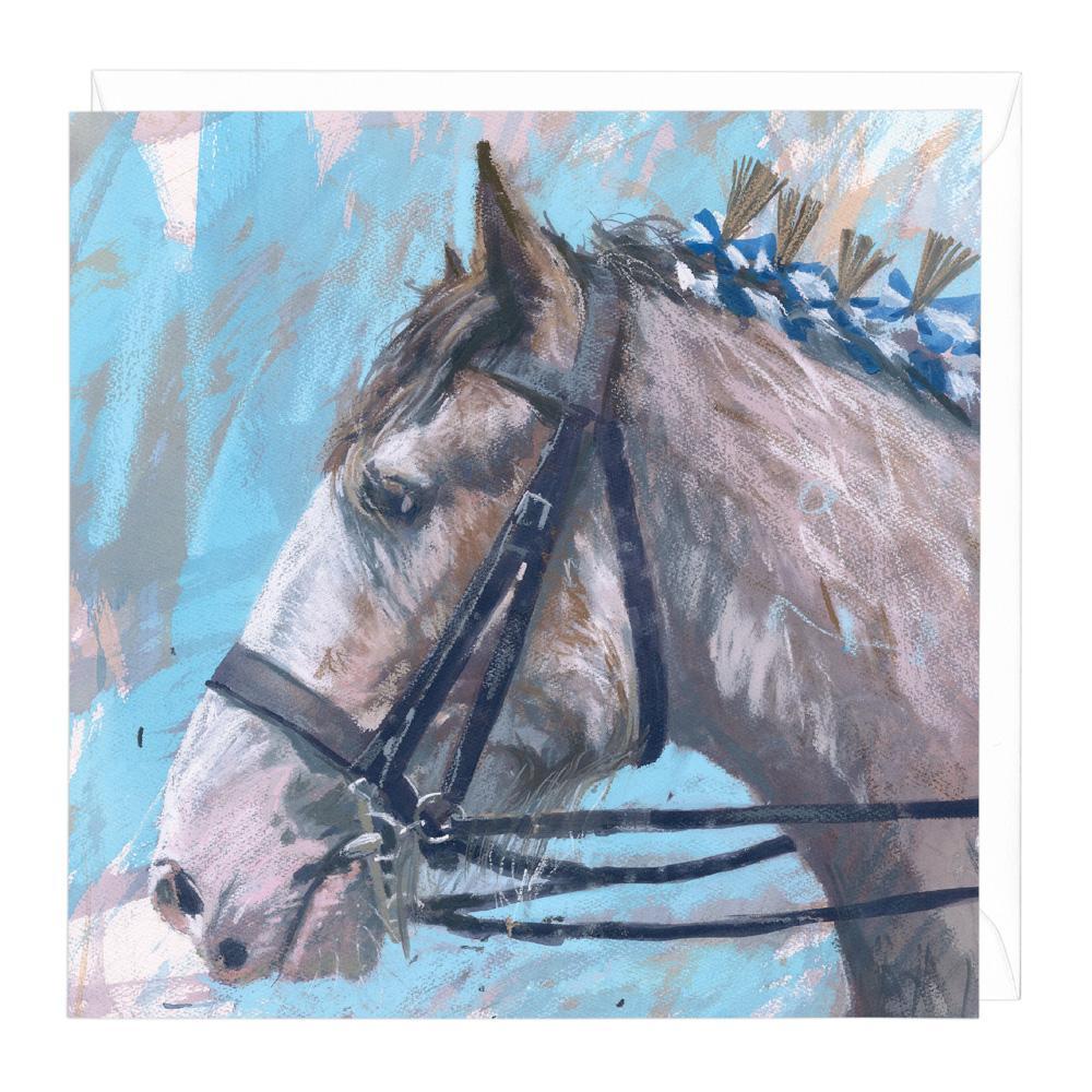 An image of Whitehills Bleu I Clydesdale Horse Art Card Whistlefish