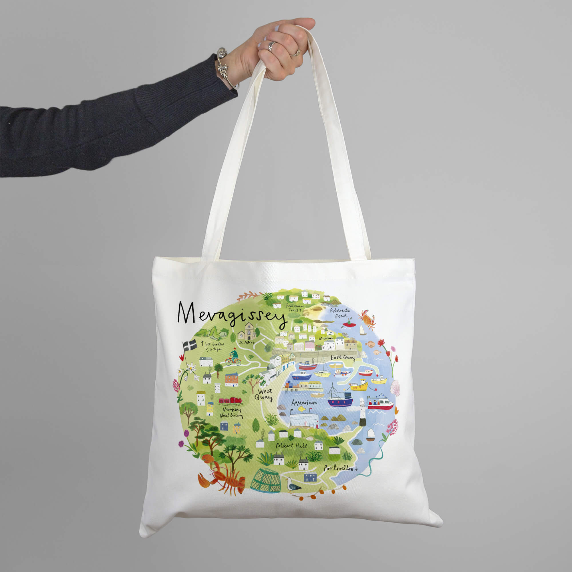 An image of Mevagissey Map Tote Bag Whistlefish