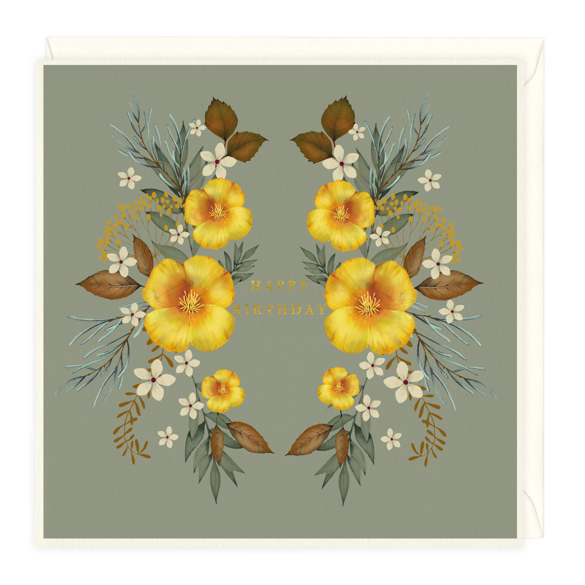 An image of Yellow Floral Birthday Card Whistlefish