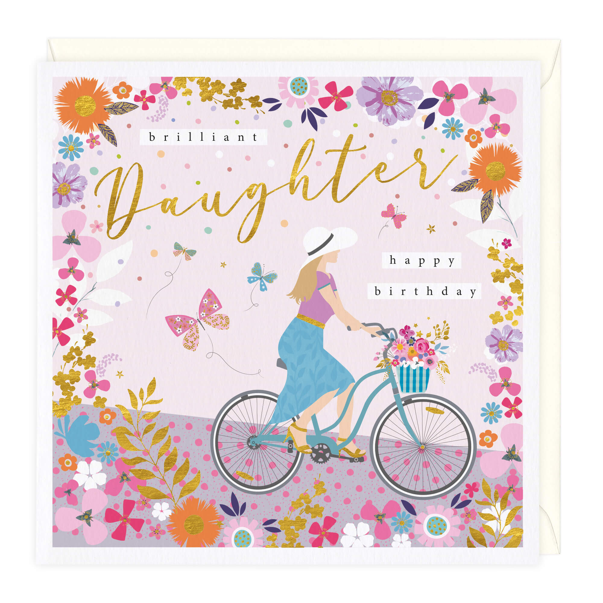 Floral Bike Brilliant Daughter Birthday Card