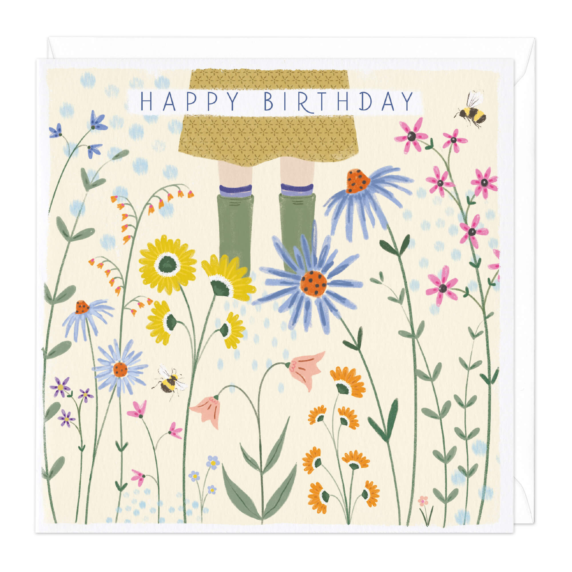 Flowers and Wellies Birthday Card