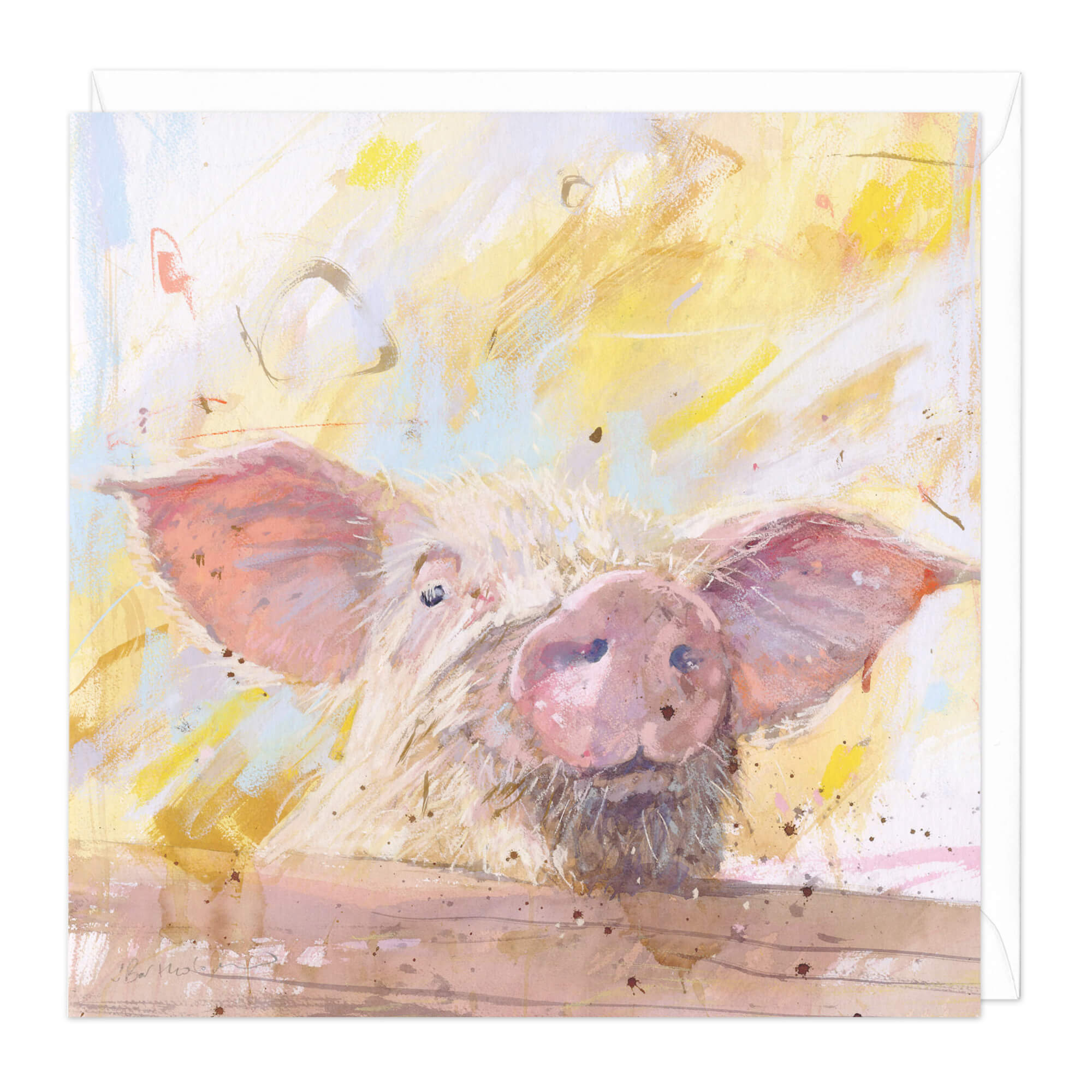 Pig On Yellow Art Card