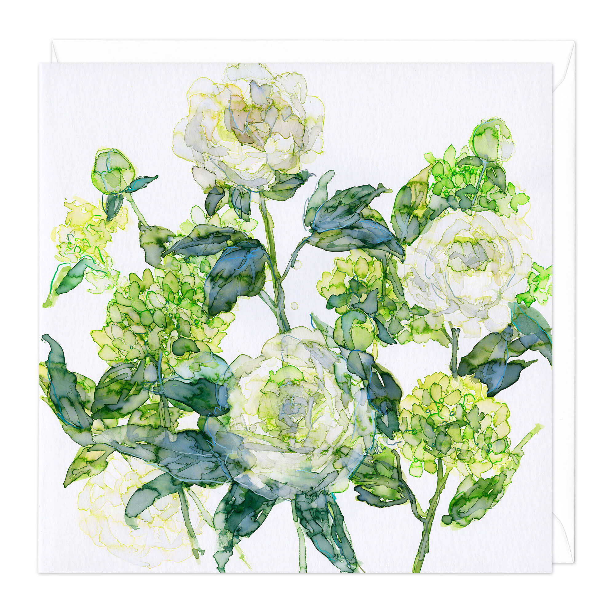 White Peonies & Hydrangeas Art Card