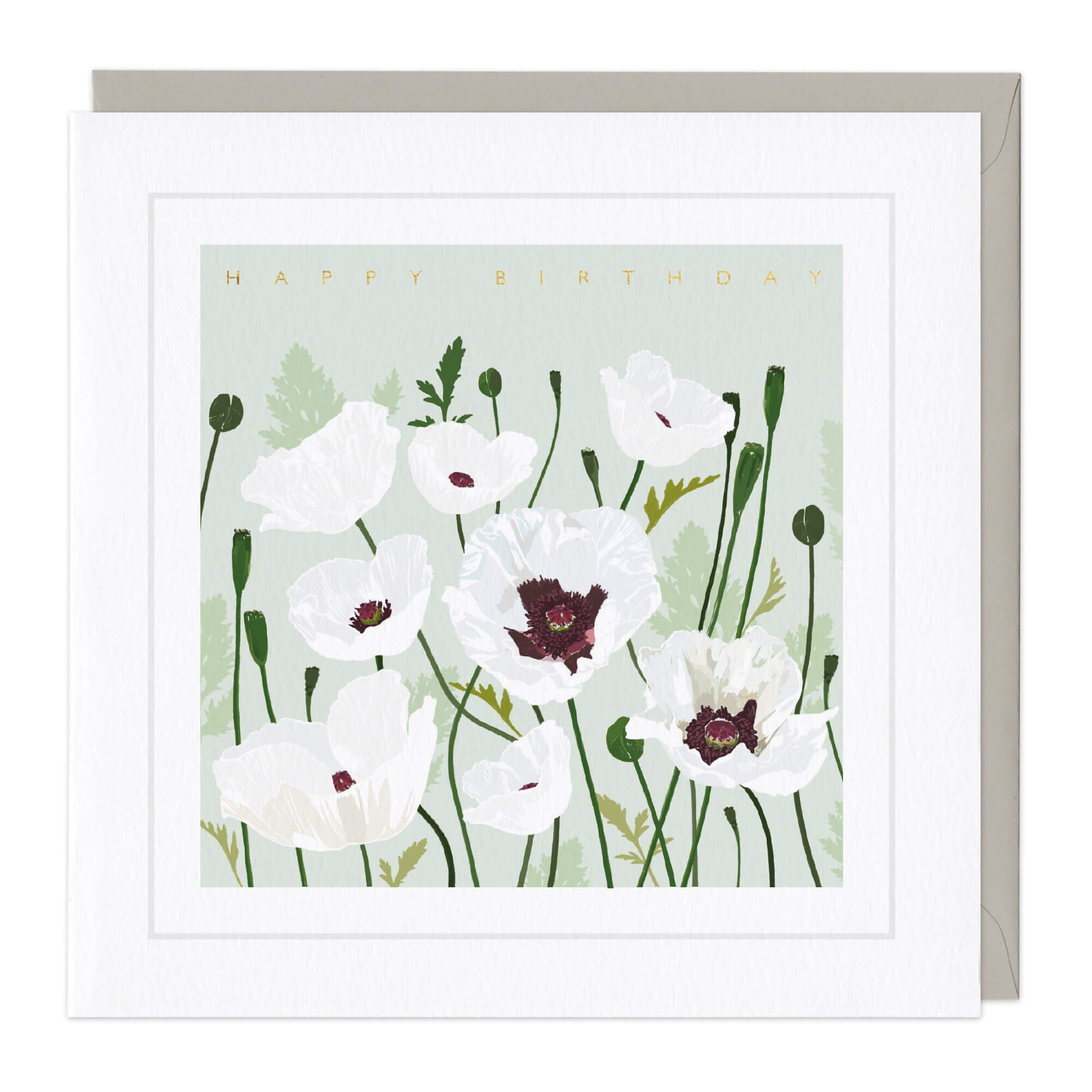 An image of White Oriental Poppies Birthday Card Whistlefish