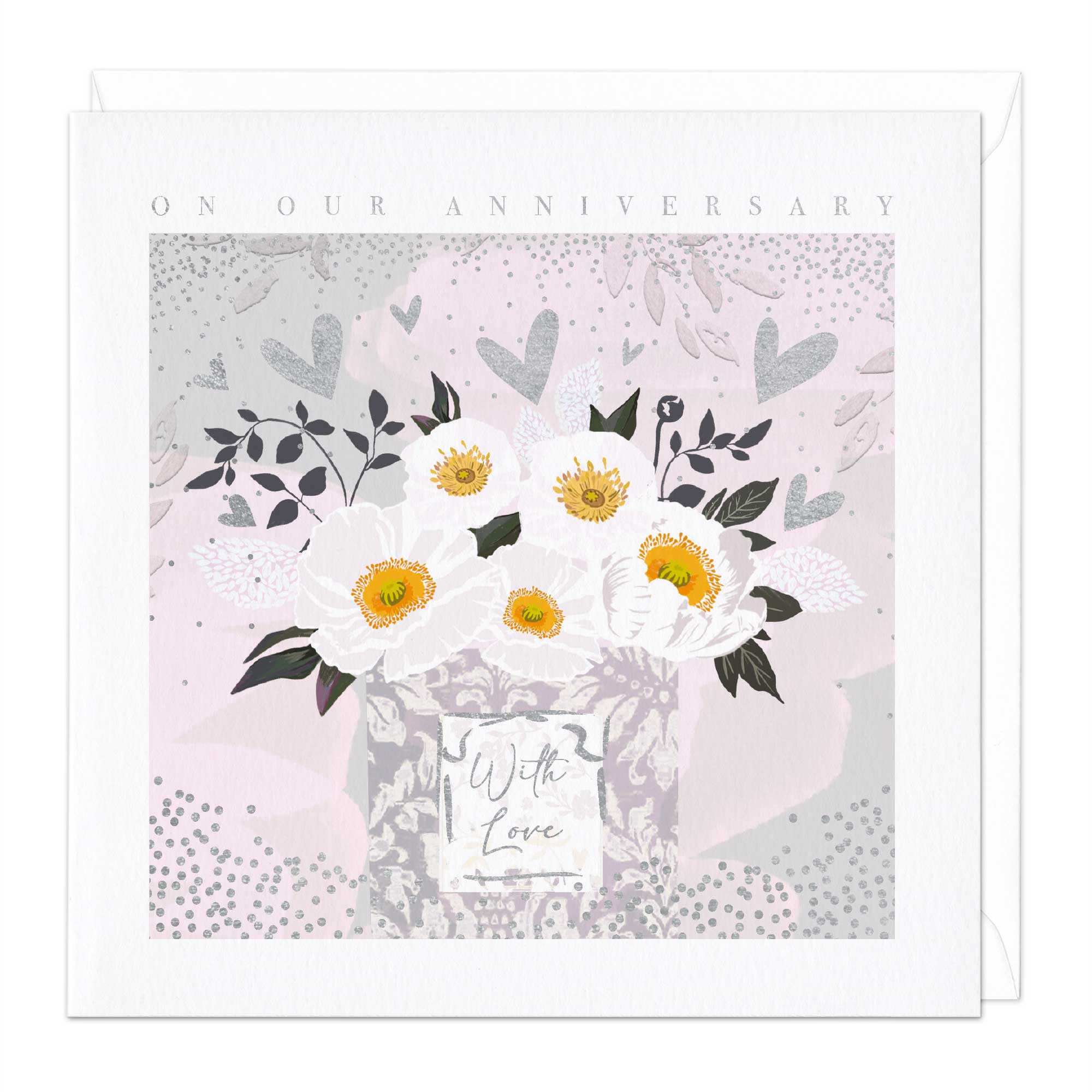 An image of White Poppies Anniversary Card Whistlefish