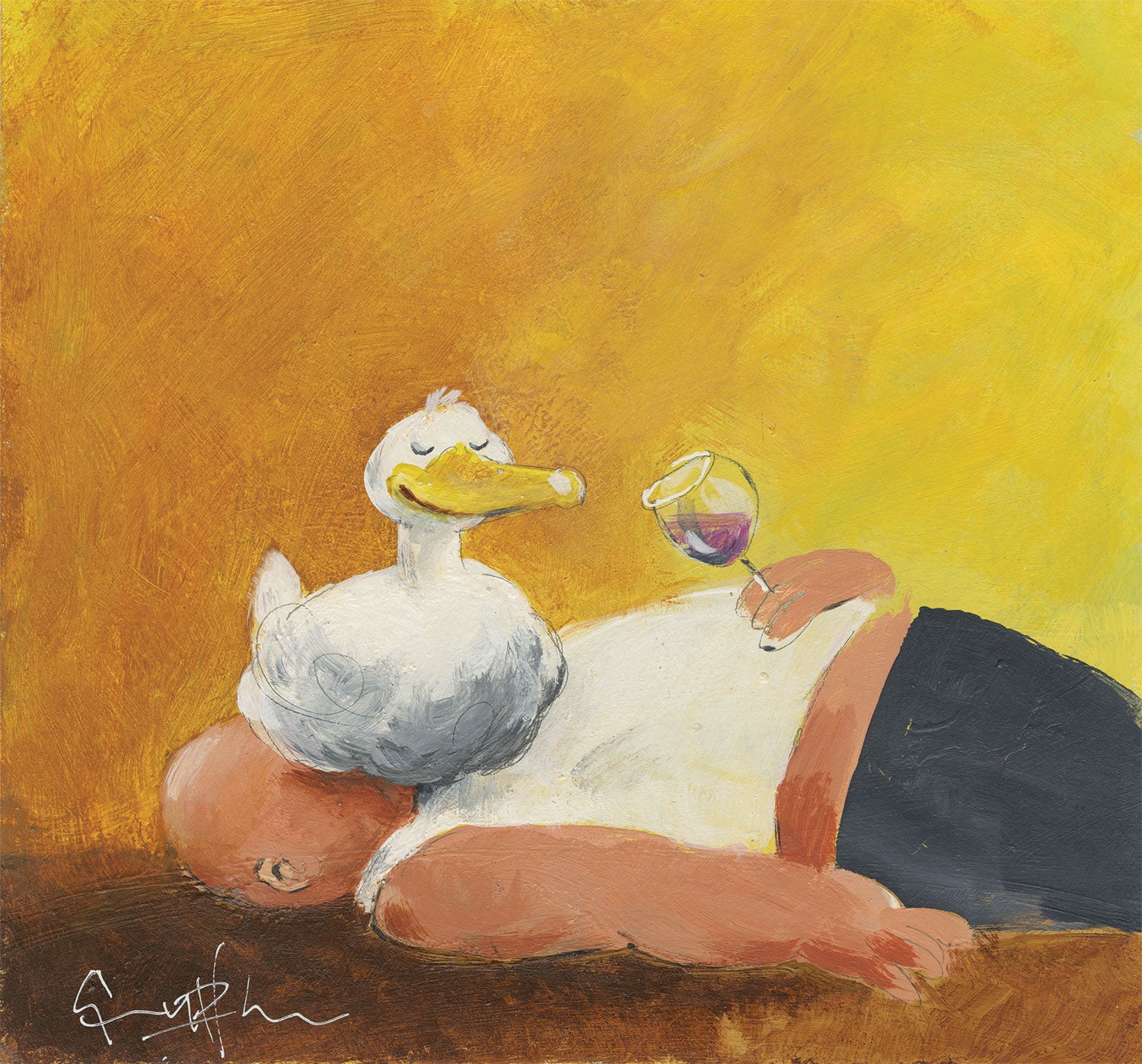 An image of A Sitting Duck Original Art Print Whistlefish