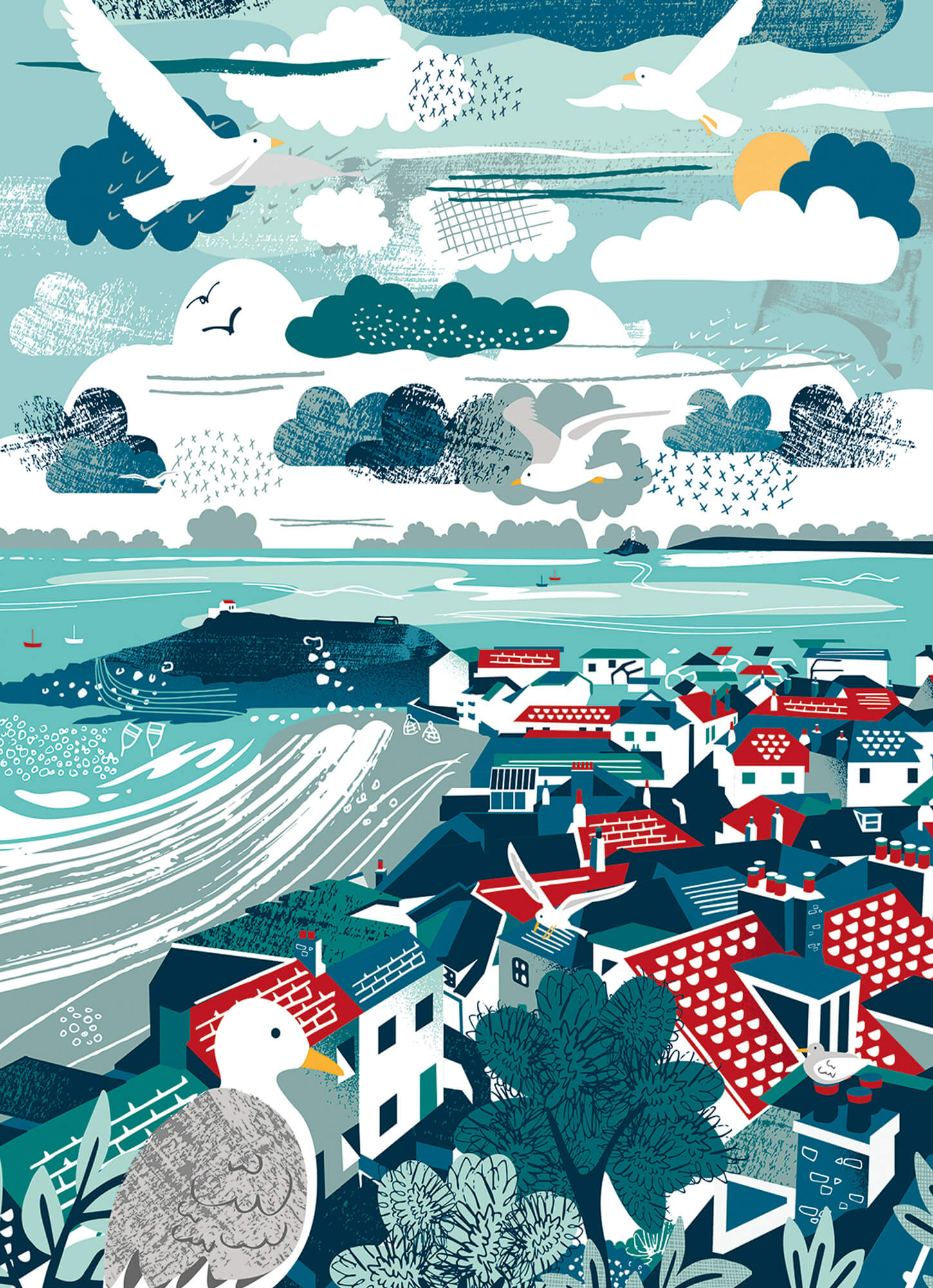 An image of St Ives Mini Poster Art Print Whistlefish
