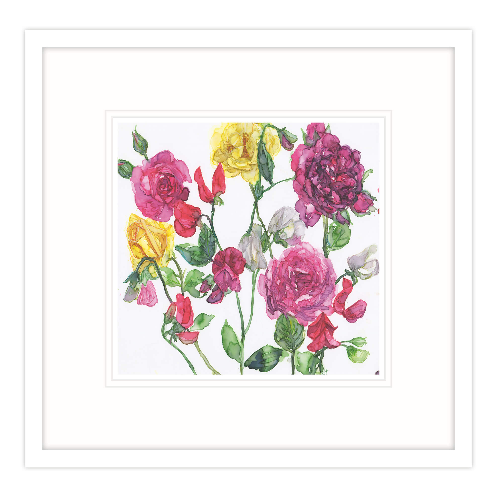 Mixed Roses and Sweet Peas Framed Print