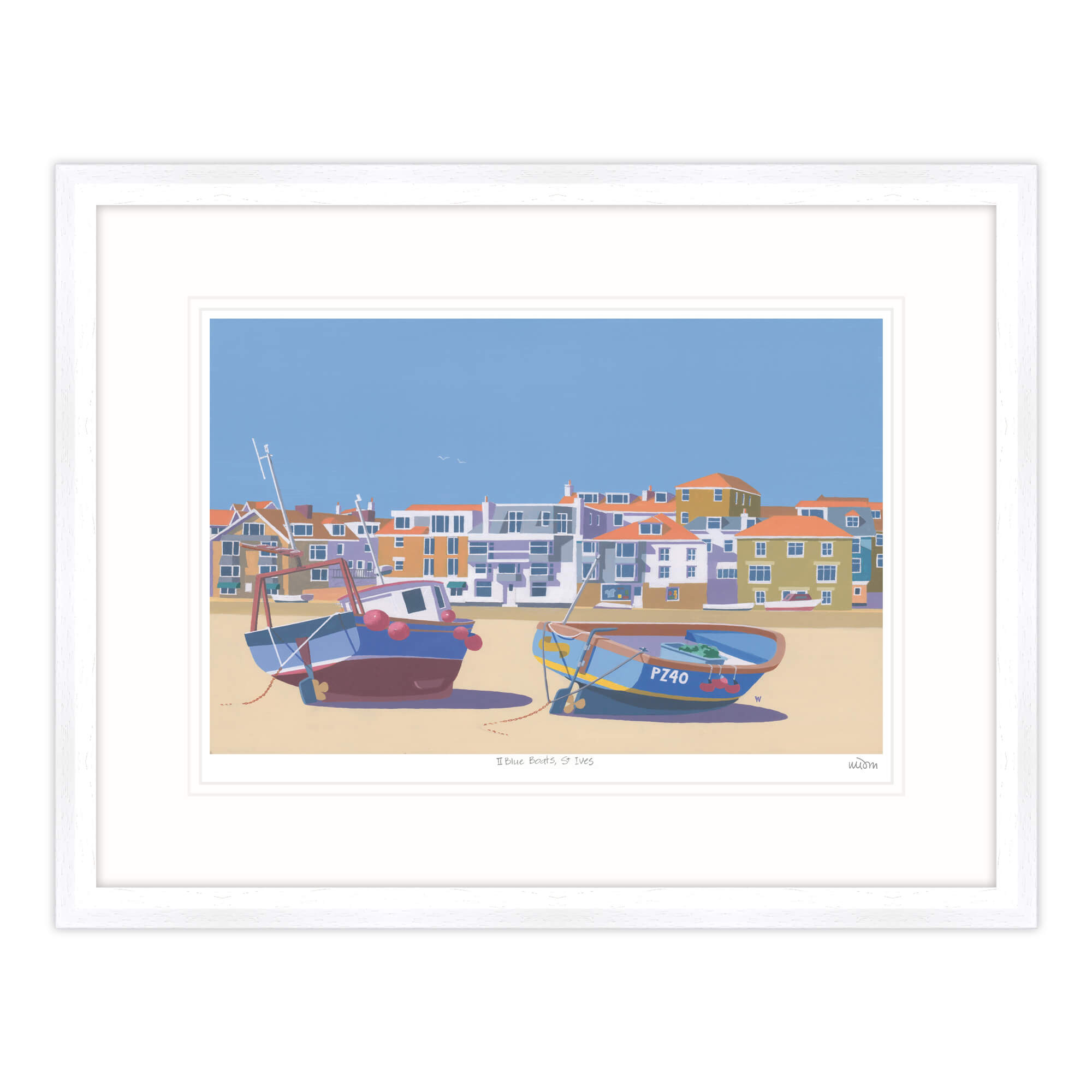 An image of 2 Blue Boats St Ives Framed Print Whistlefish