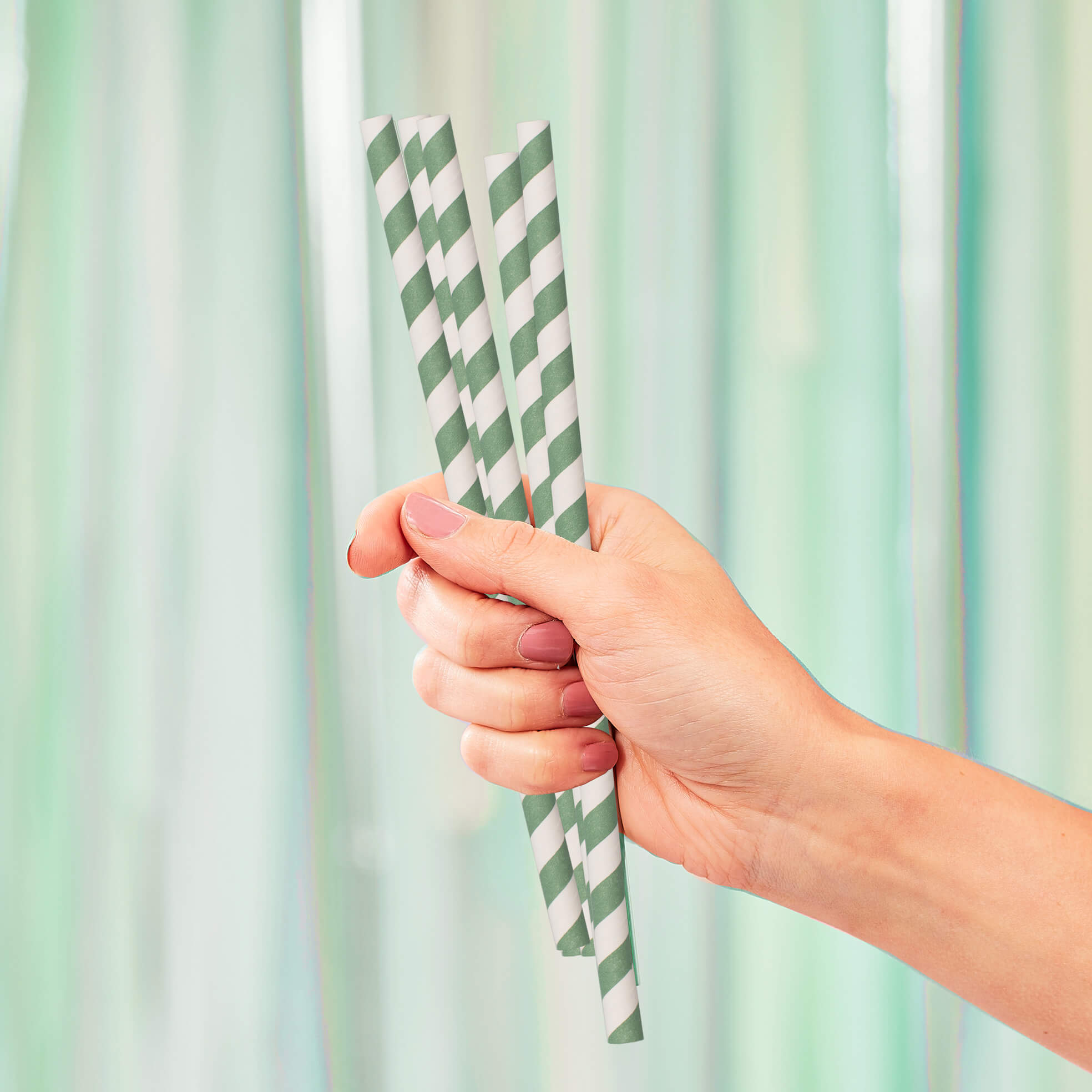 Mint Green Stripe Paper Straws