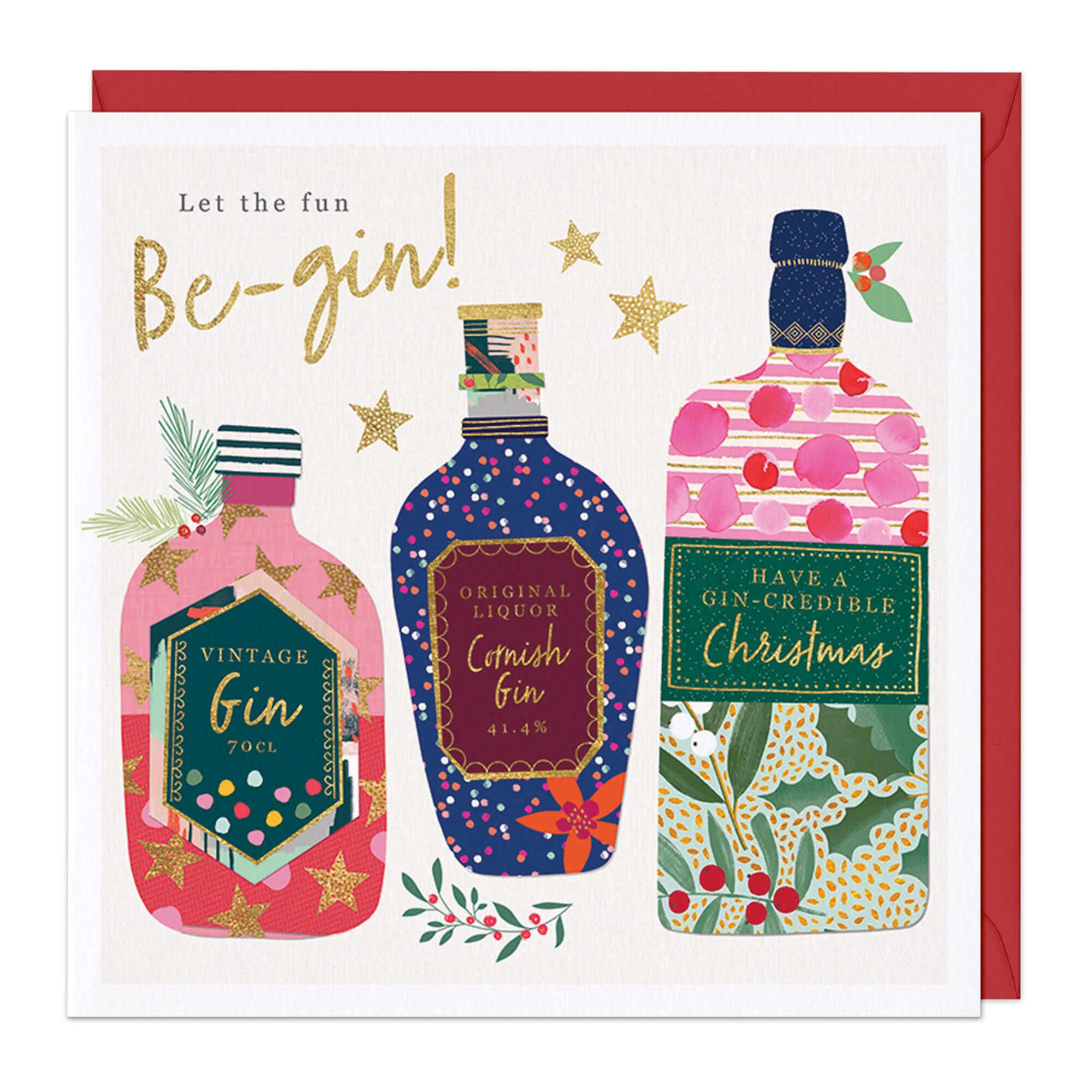 An image of Let The Fun Be-Gin Christmas Card Whistlefish