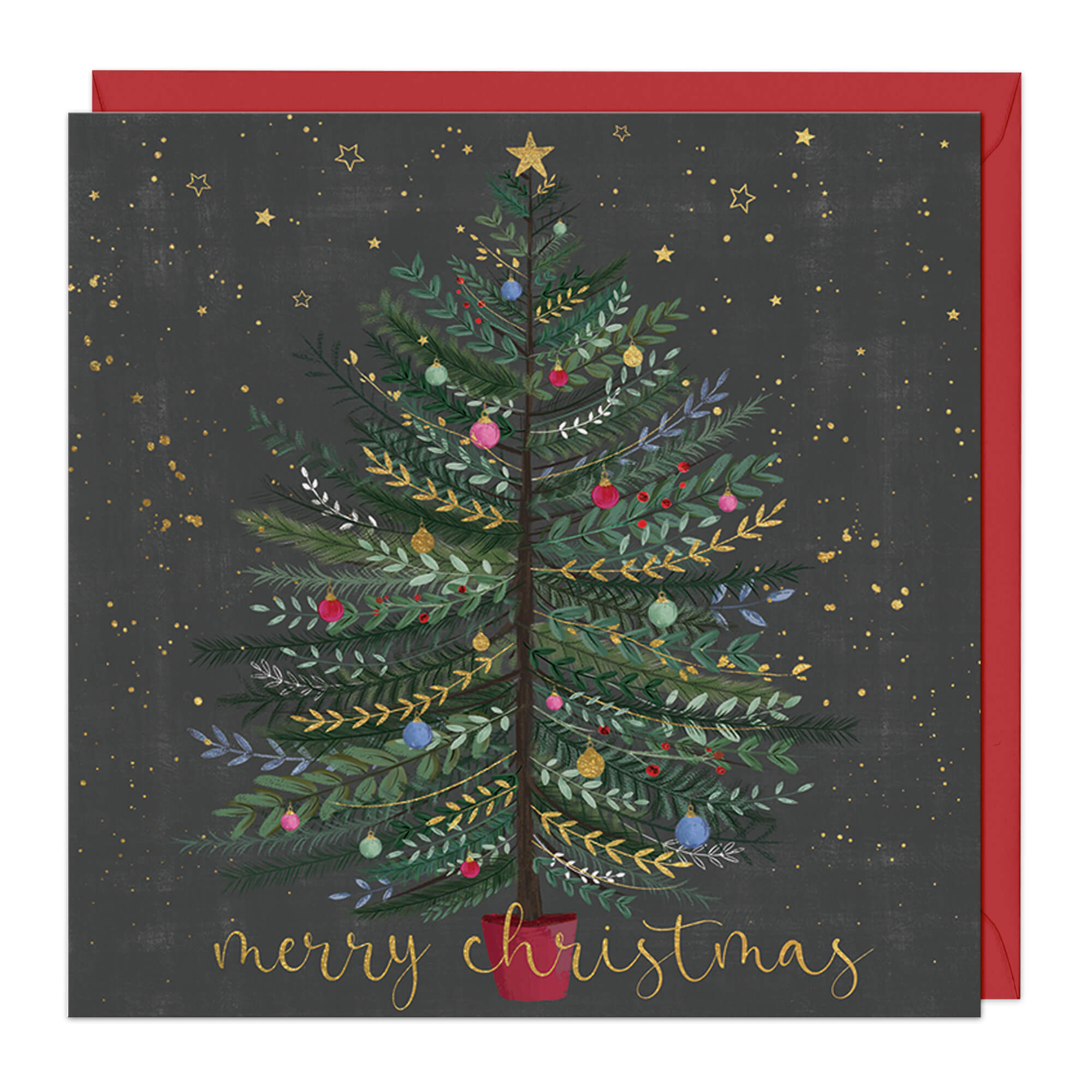 An image of Bright and Gold Tree Christmas Card Whistlefish