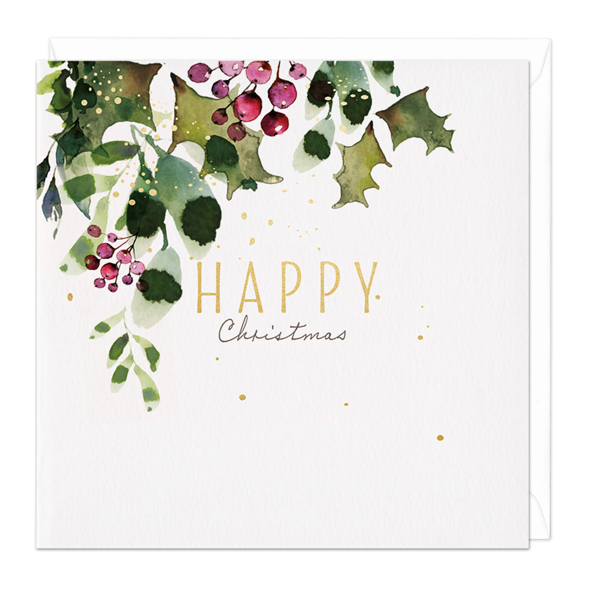 An image of Happy Christmas Holly Christmas Card Whistlefish