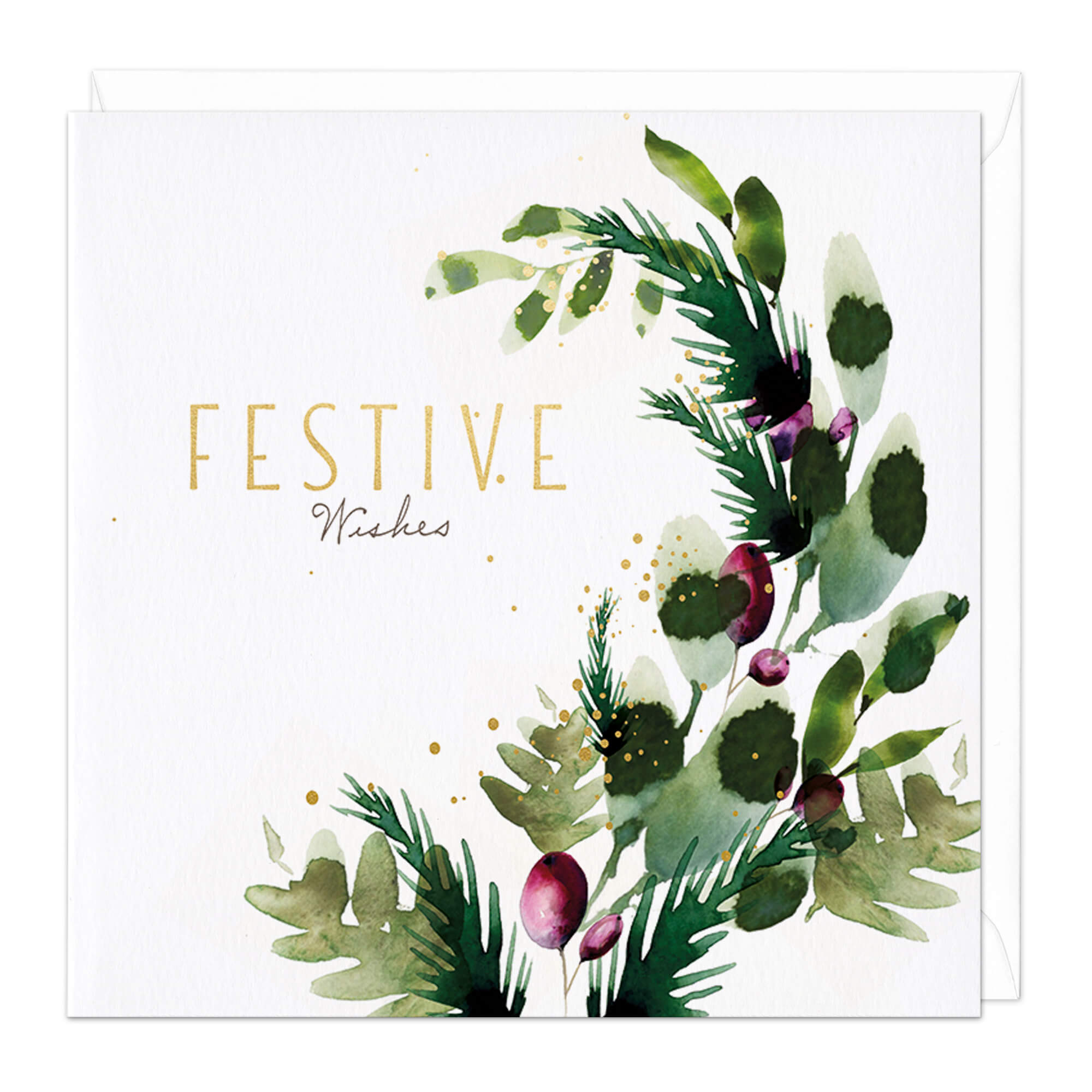 An image of Festive Wishes Foliage Christmas Card Whistlefish