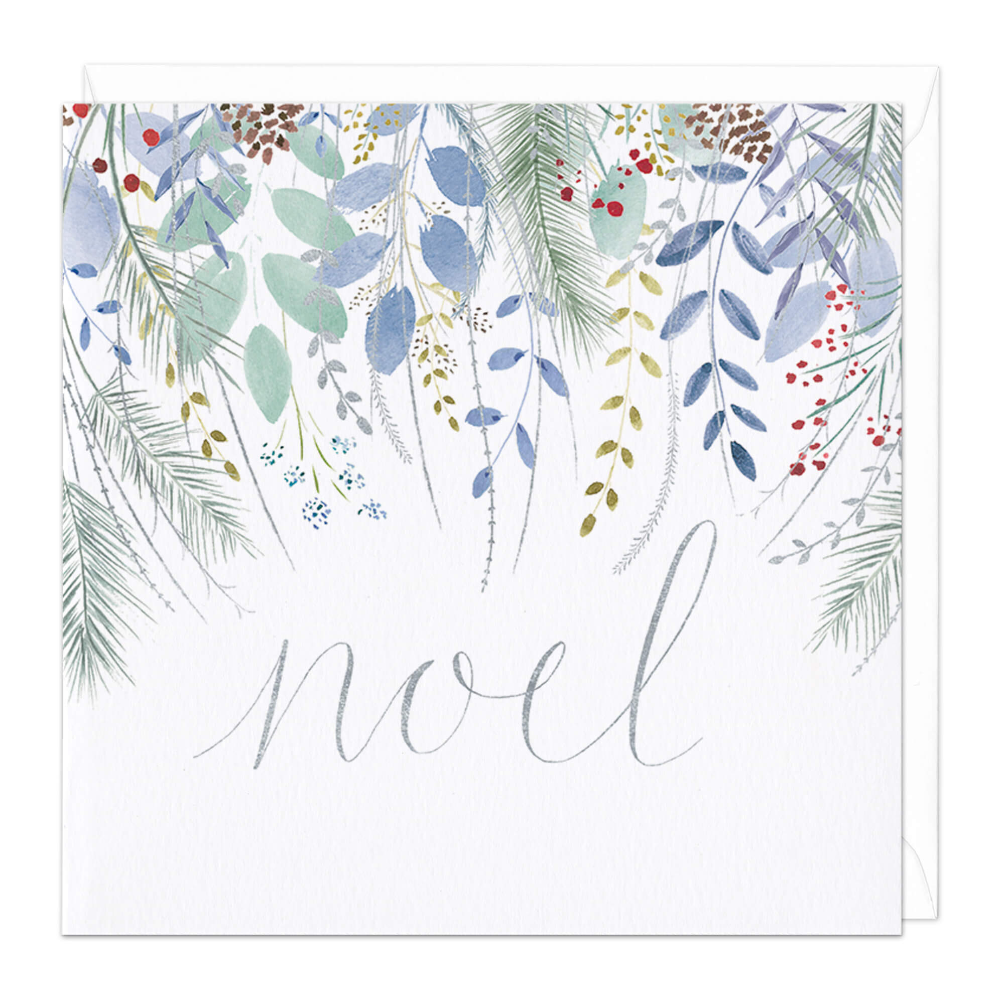 An image of Blue Leaf Noel Christmas Card Whistlefish