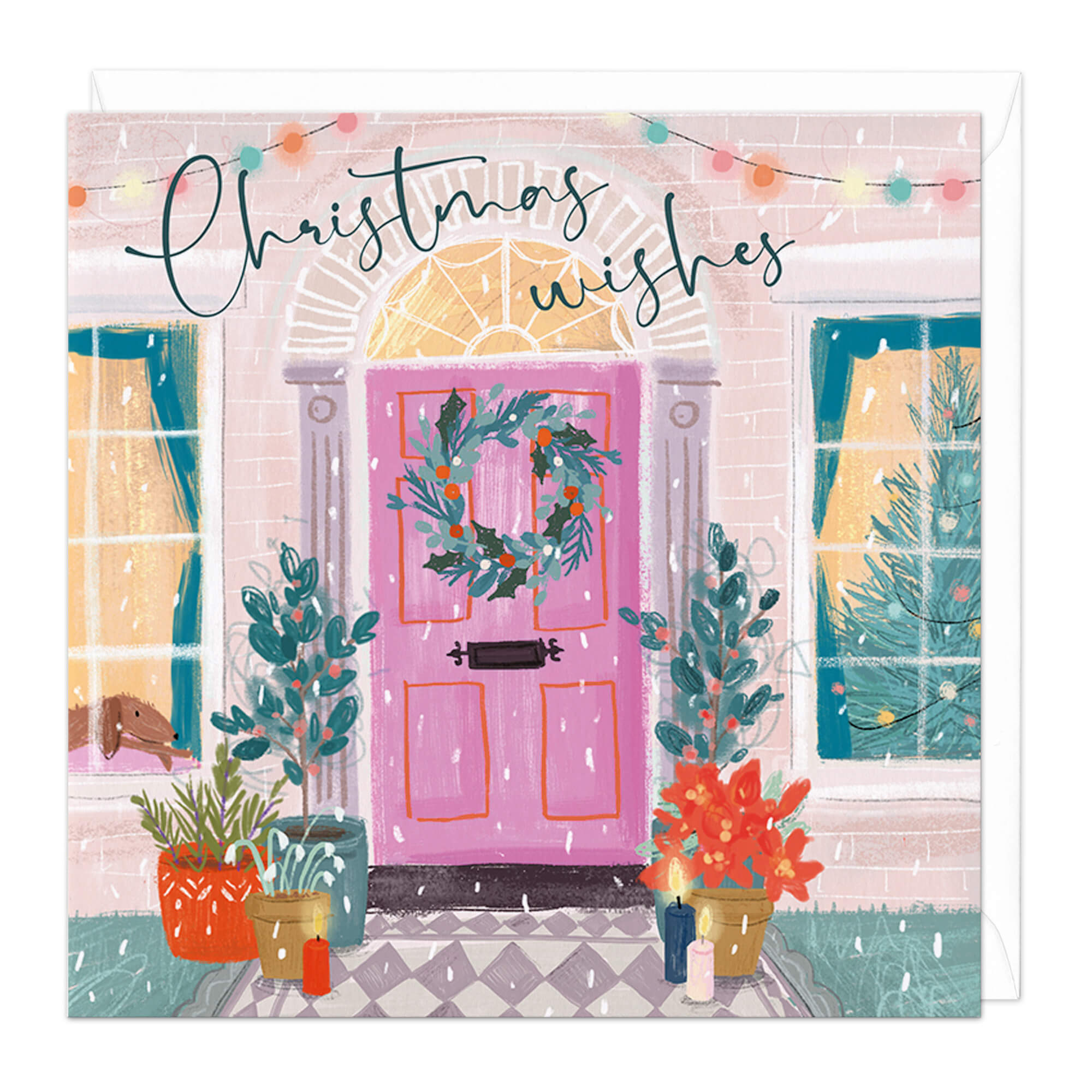 An image of Pink Christmas Door Christmas Card Whistlefish
