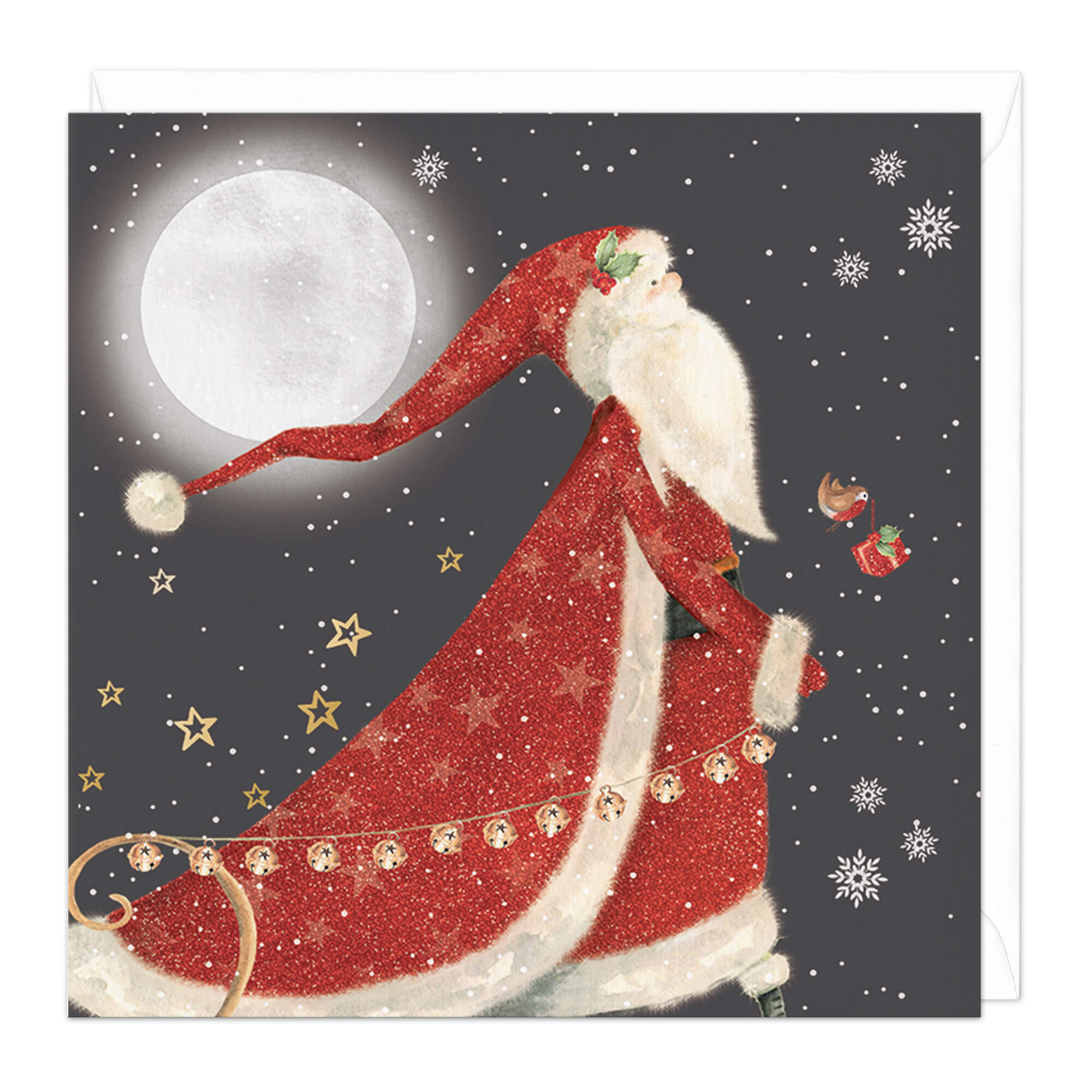 An image of Santa At Night Christmas Card Whistlefish