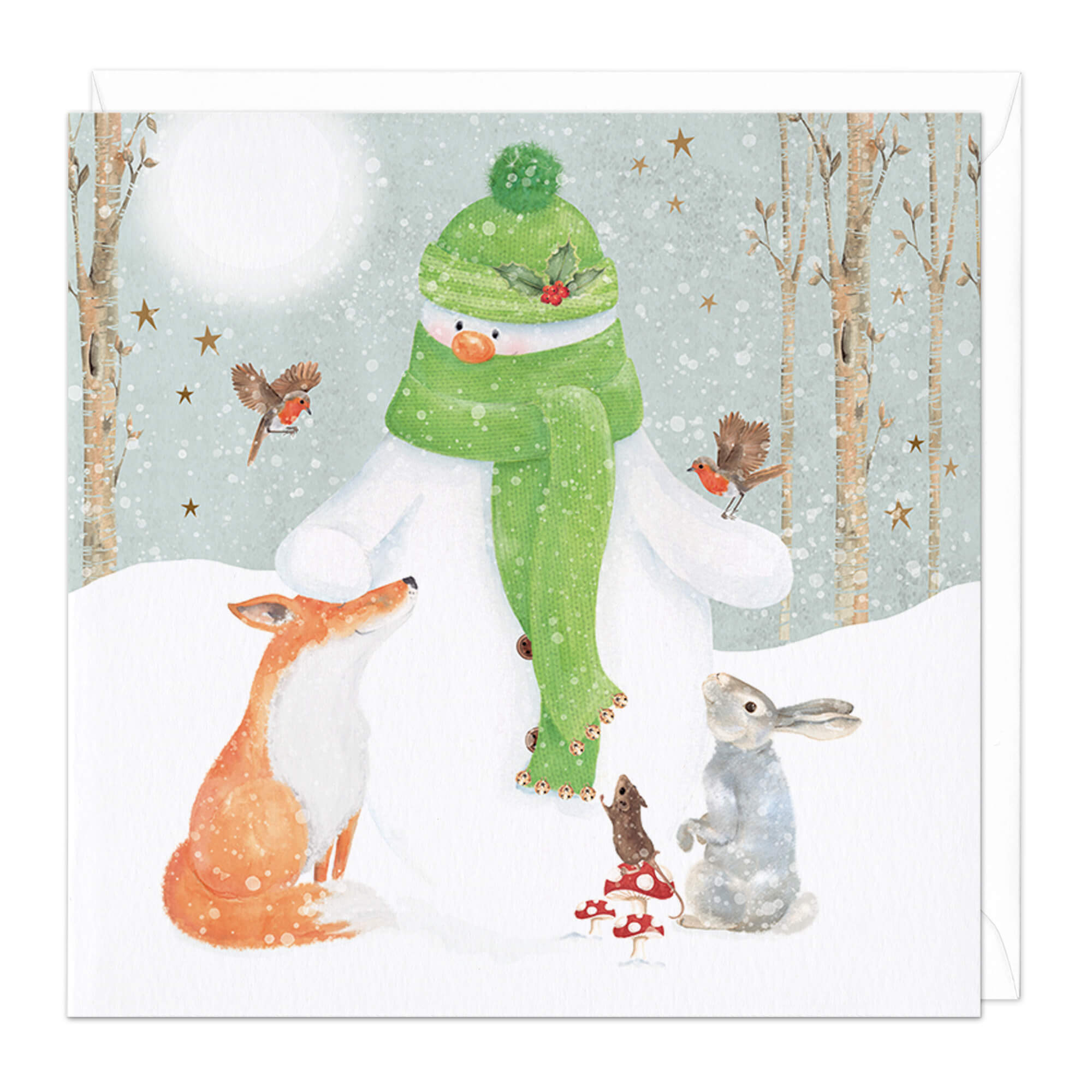 An image of Snowman and Friends Christmas Card Whistlefish