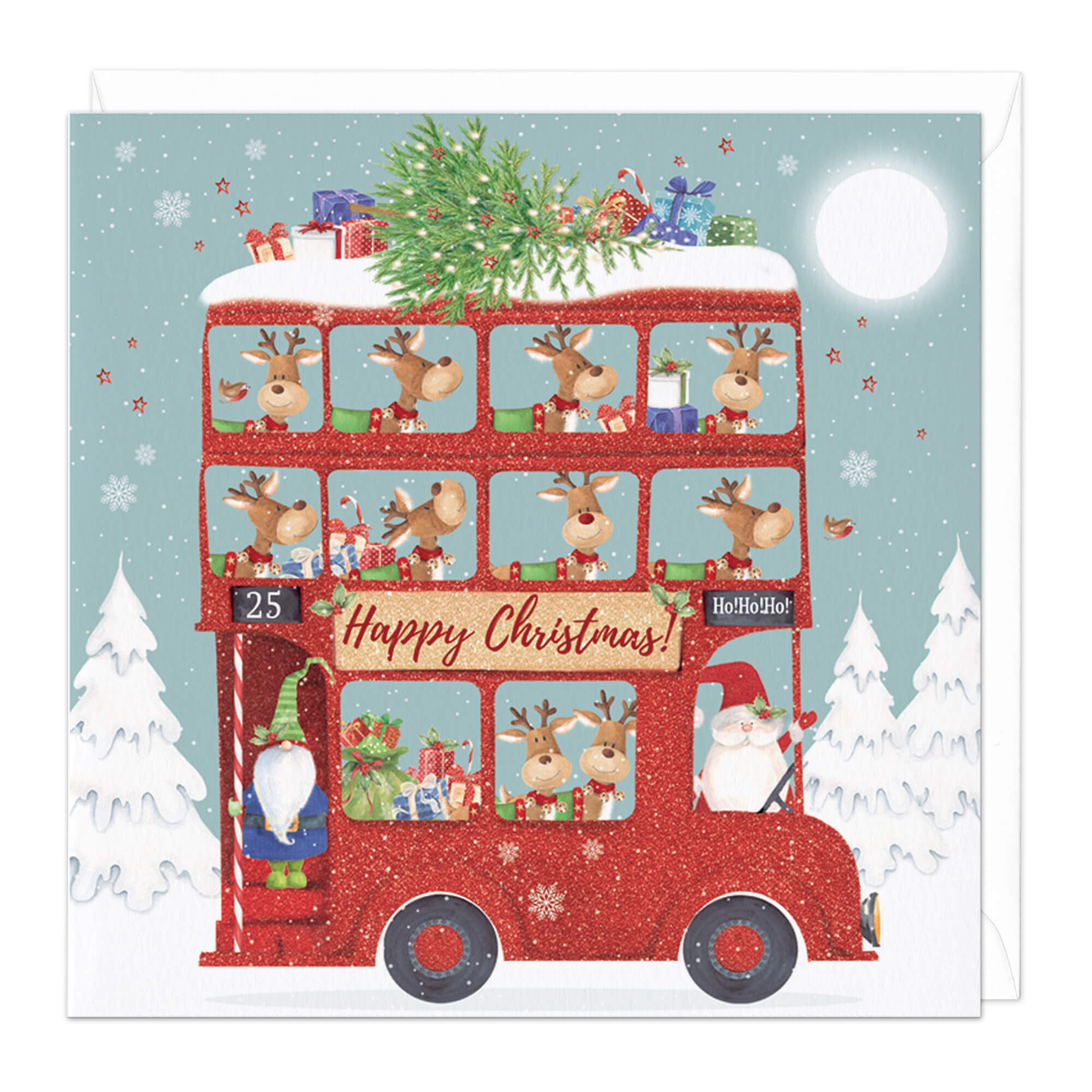 An image of Reindeer Party Bus Christmas Card Whistlefish
