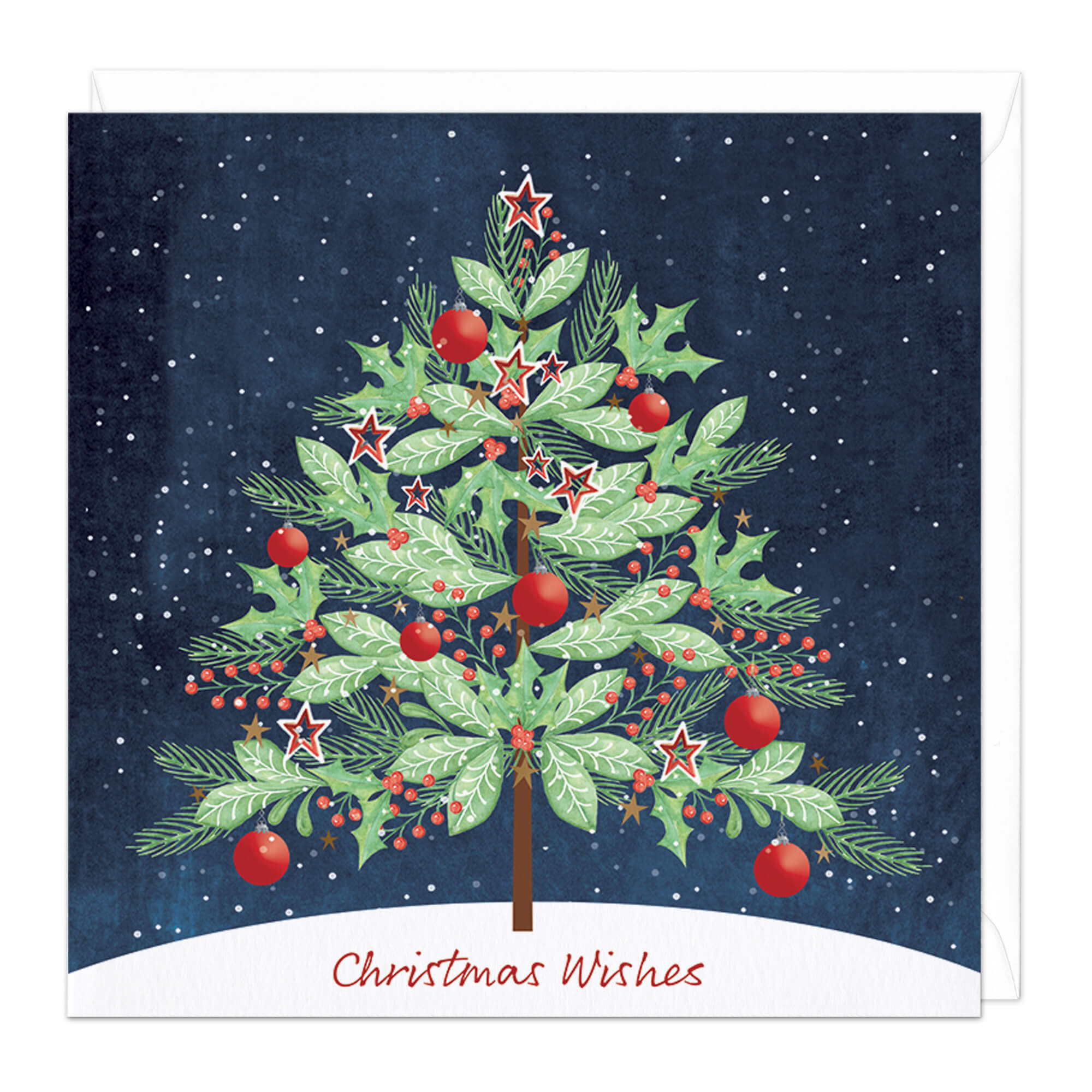 An image of Red and Green Festive Tree Christmas Card Whistlefish